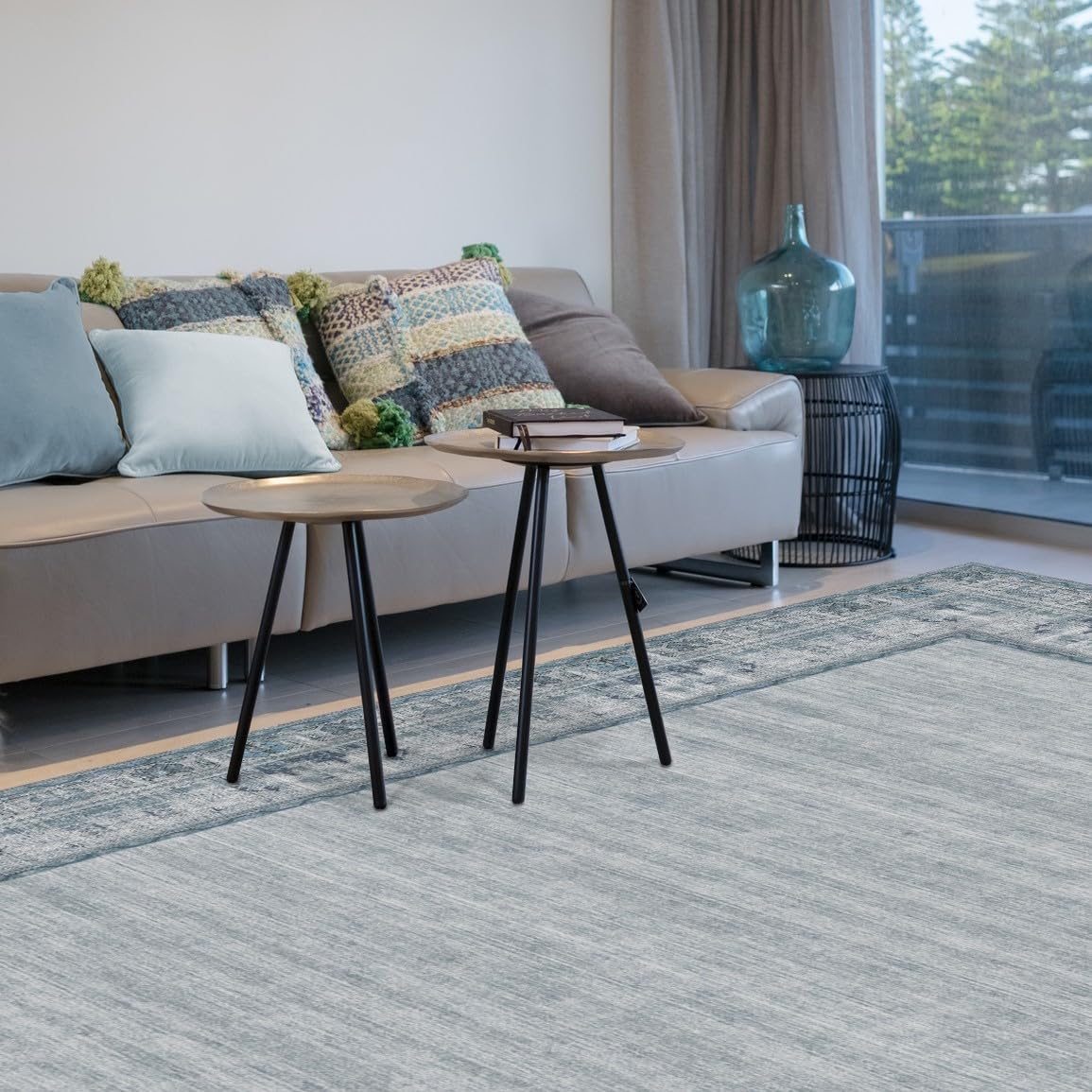 RUGGABLE Zinnia Runner Rug - Perfect Boho Washable Rug for Entryway Hallway Kitchen - Pet & Child Friendly - Stain & Water Resistant - Grey 2.5&