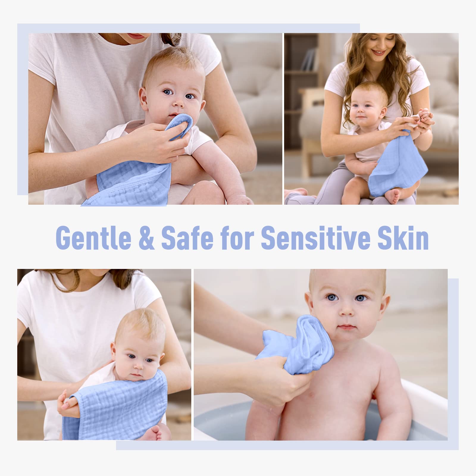 Yoofoss Muslin Burp Cloths for Baby 10 Pack 100% Cotton Baby Washcloths for Boys Girls Large 20&