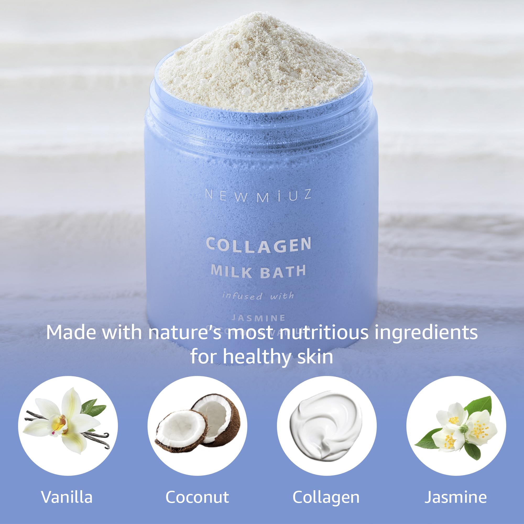 Creamy Coconut Collagen Milk Bath Soak powder Moisturize & Soften Skin – Vanilla Jasmine Luxury Spa Bubble Bath Salt Mother&