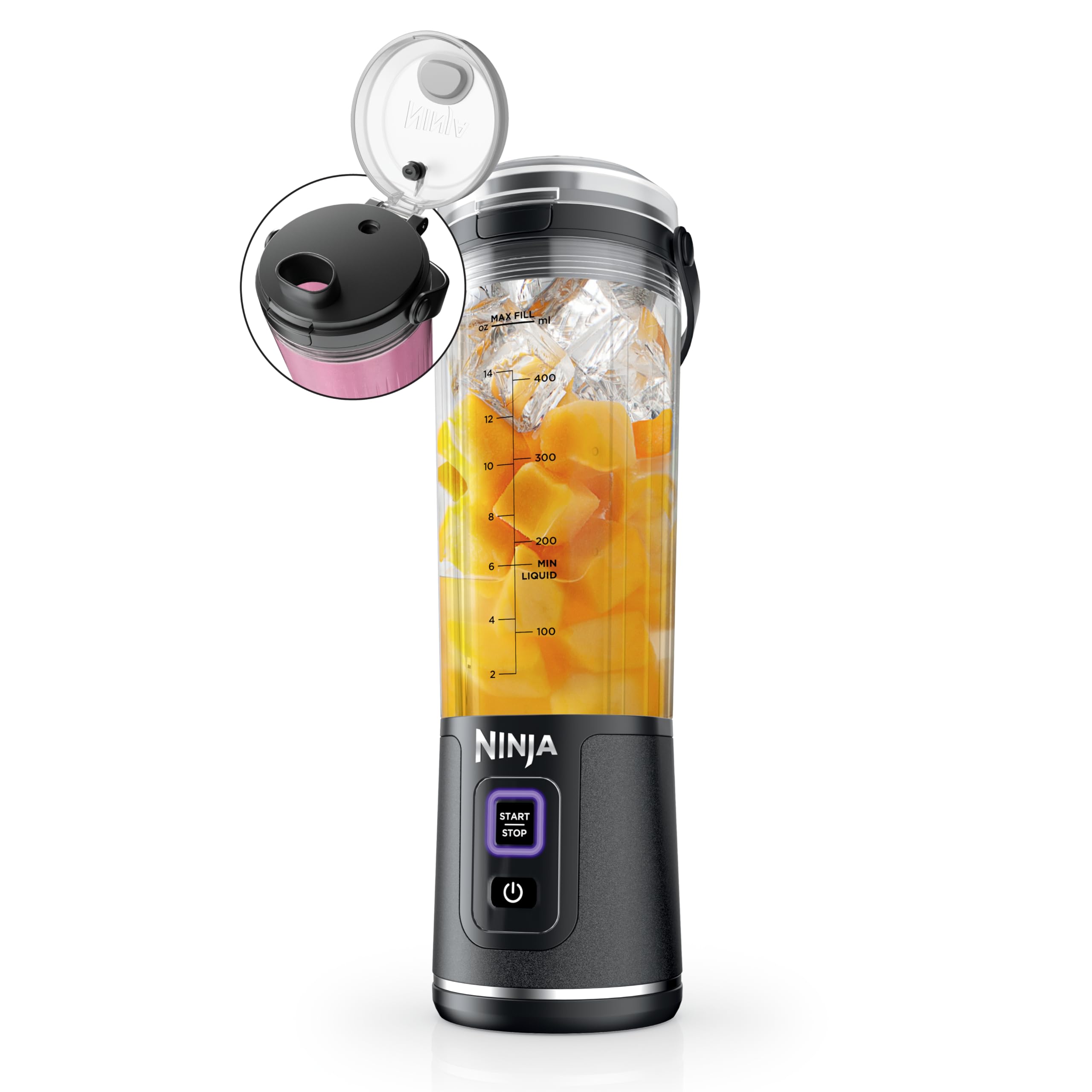 Ninja Blast Portable Blender, Cordless, 18oz. Vessel, Personal Blender For-Shakes and Smoothies, BPA Free, Leakproof-Lid and Sip Spout, USB-C Rechargeable, Dishwasher Safe Parts, Tinted Pink, BC151PK