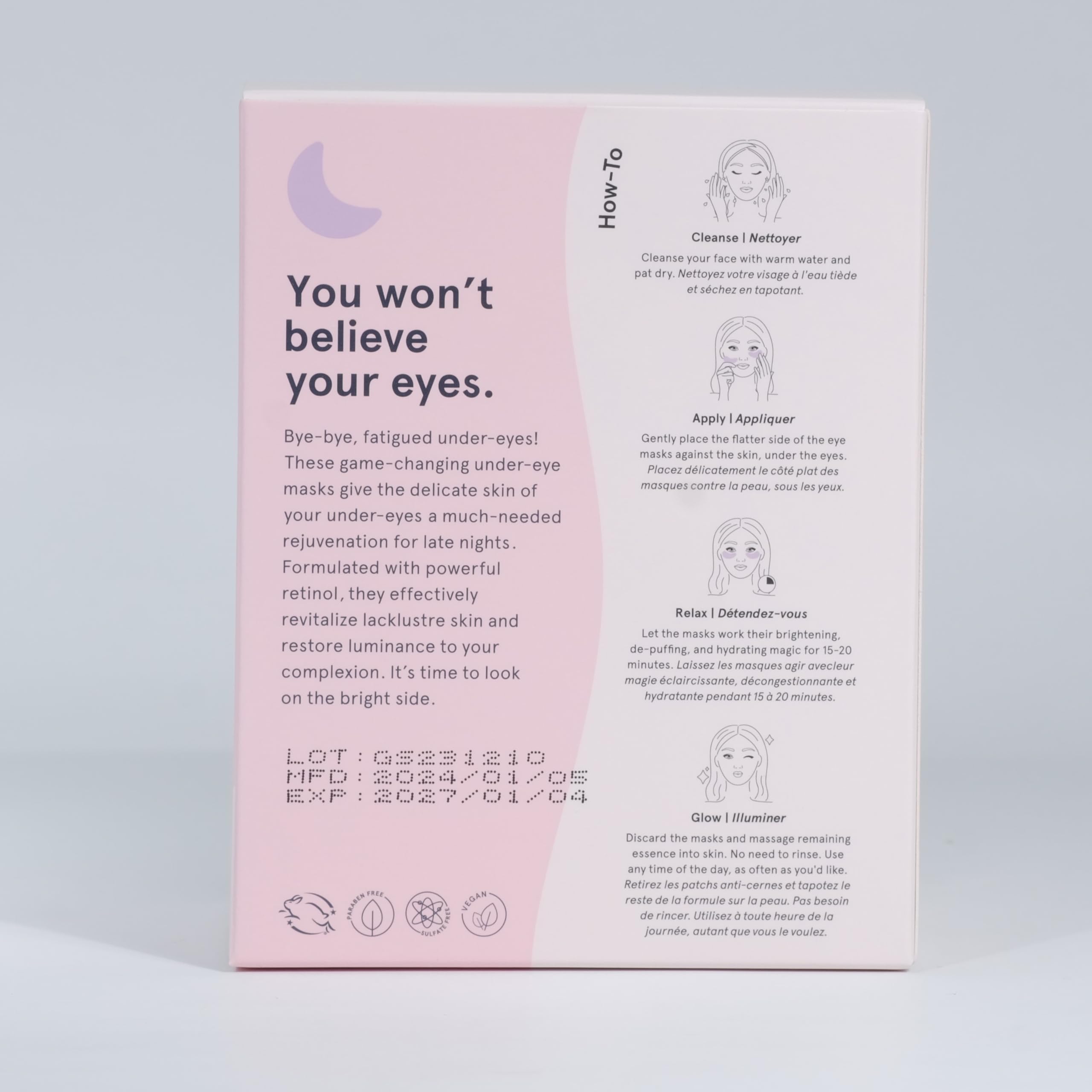 grace & stella Under Eye Masks for Dark Circles (Purple, 24 Pairs) - Gel Eye Mask with Retinol - Restoring Under Eye Patches for Puffy Eyes and Dark Circles - Vegan Cruelty-Free