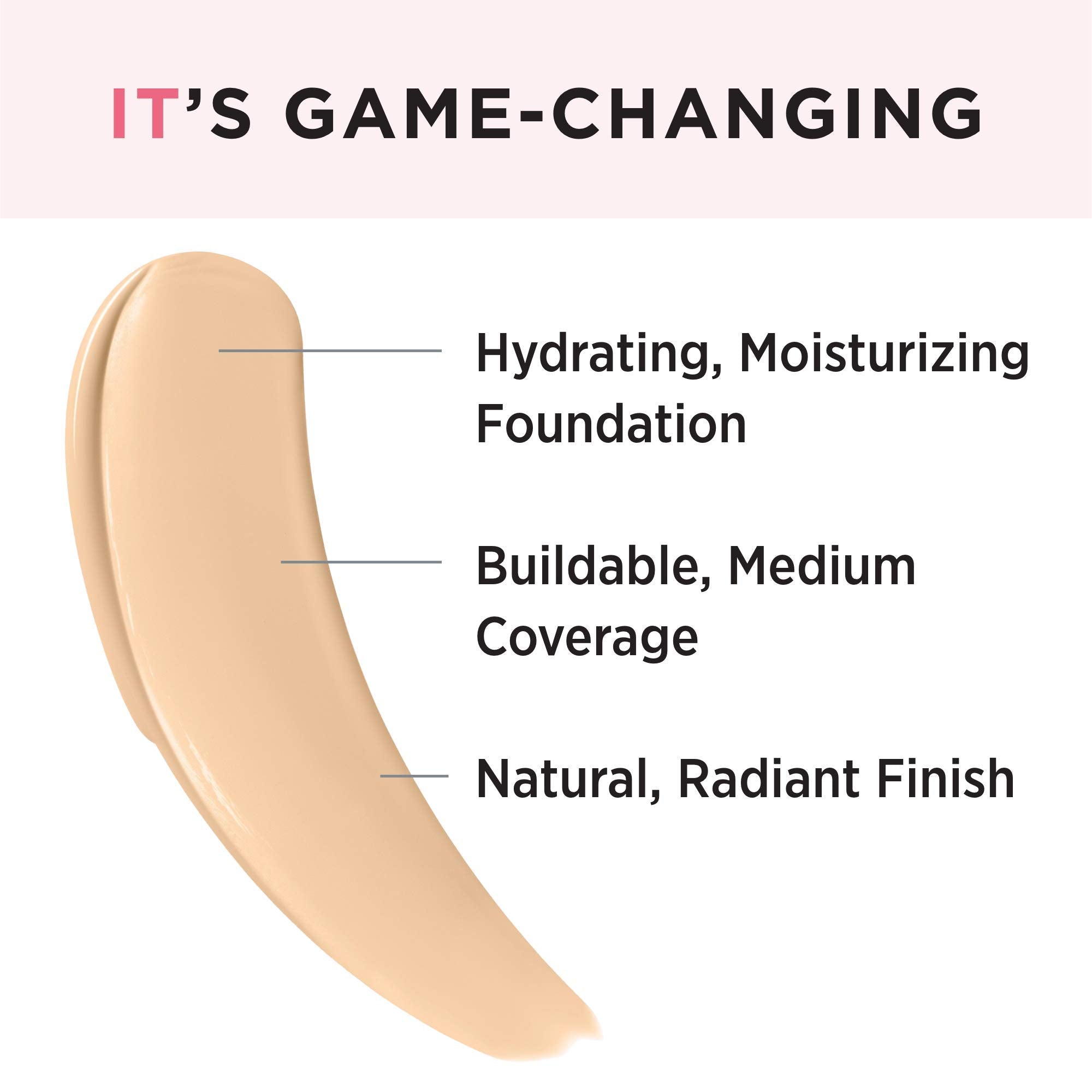 IT Cosmetics Your Skin But Better Foundation + Skincare - Hydrating Medium Buildable Coverage - Minimizes Pores & Imperfections - Natural Radiant Finish - With Hyaluronic Acid - 1.0 fl oz