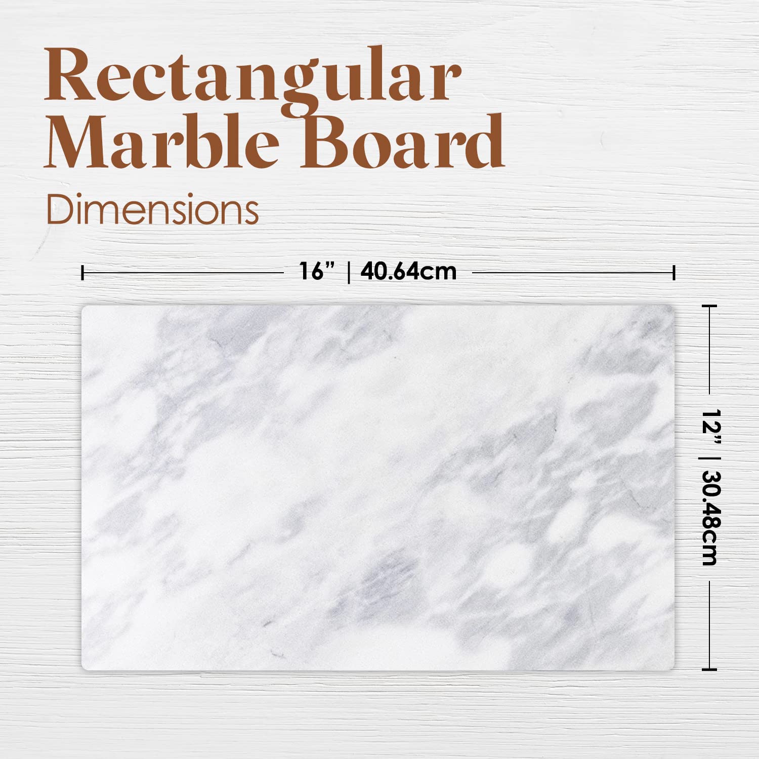 Marble and Cutting Pastry Board (12 x 16 Inches) - Marble Serving Tray for Cheese, Pastries, Bread - Large White Marble Slab for Cake Display Marble