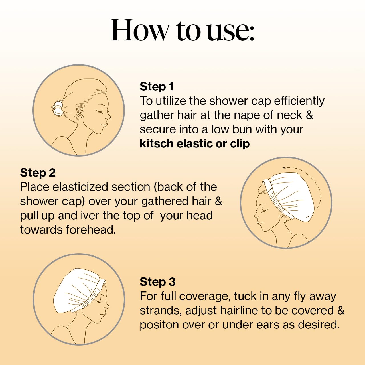 Kitsch Luxury Shower Cap for Women - Reusable Shower Cap for Long Hair with Non Slip Silicon Grip | Waterproof Hair Cap for Shower with One Size Fits Most | Stylish Hair Cover for Shower (Blush Dot)