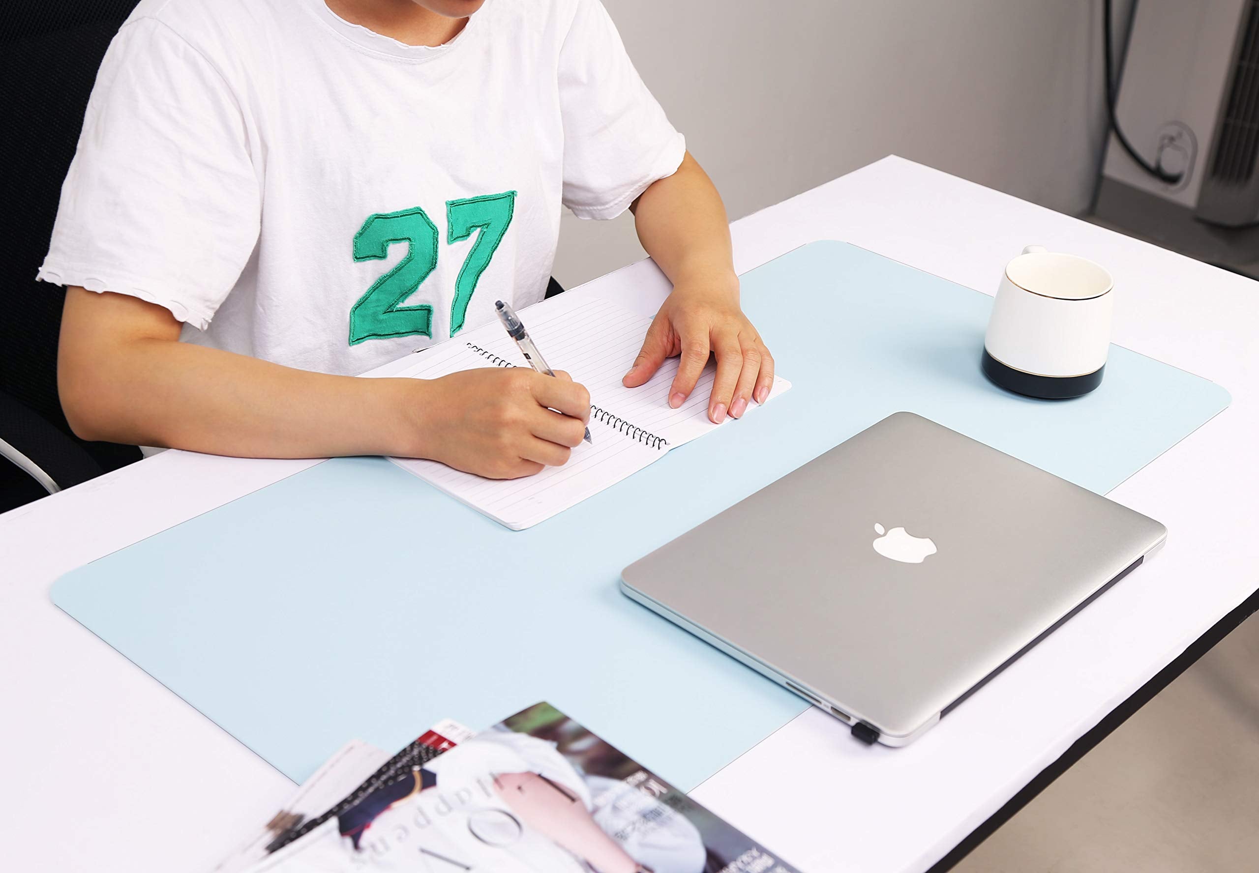 Non-Slip Desk Pad,Mouse Pad,Waterproof PVC Leather Desk Table Protector,Ultra Thin Large Desk Blotter, Easy Clean Laptop Desk Writing Mat for Office Work/Home/Decor(Pink, 23.6" x 13.7")