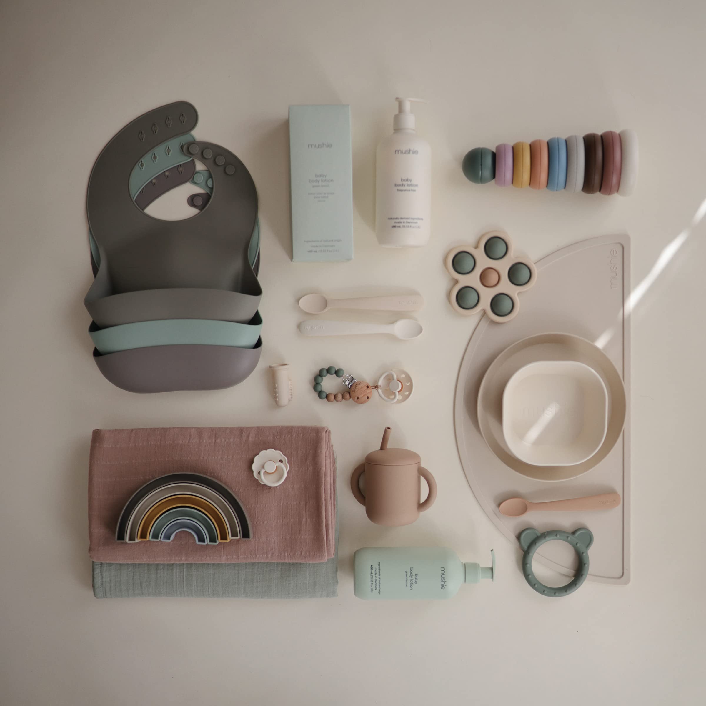 mushie Silicone Baby Bib | Adjustable Fit Waterproof Bibs (Whales)