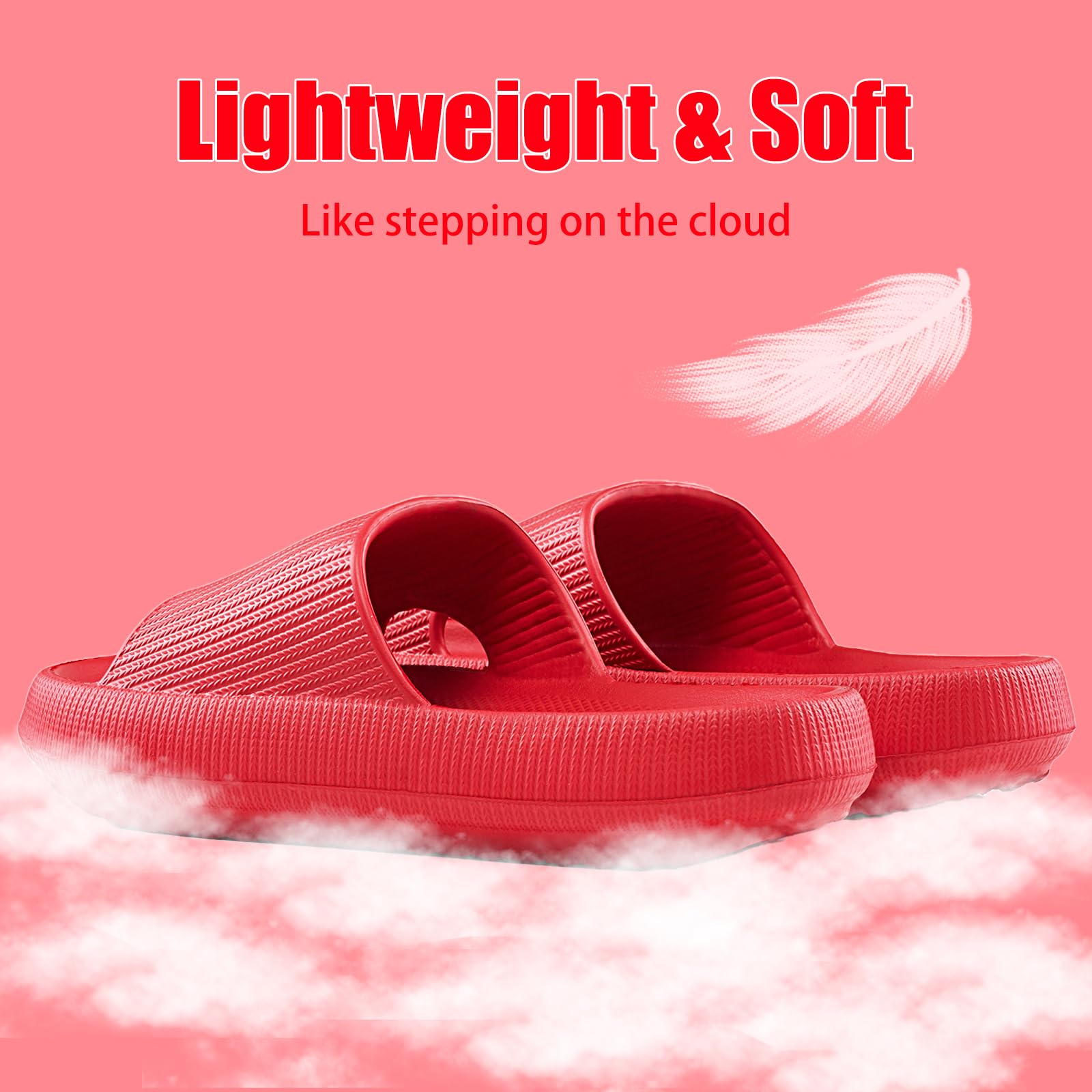 rosyclo Cloud Slippers for Women and Men, Pillow House Slippers Shower Shoes Indoor Slides Bathroom Sandals, Ultimate Comfort, Lightweight, Thick Sole, Non-Slip, Easy to Clean