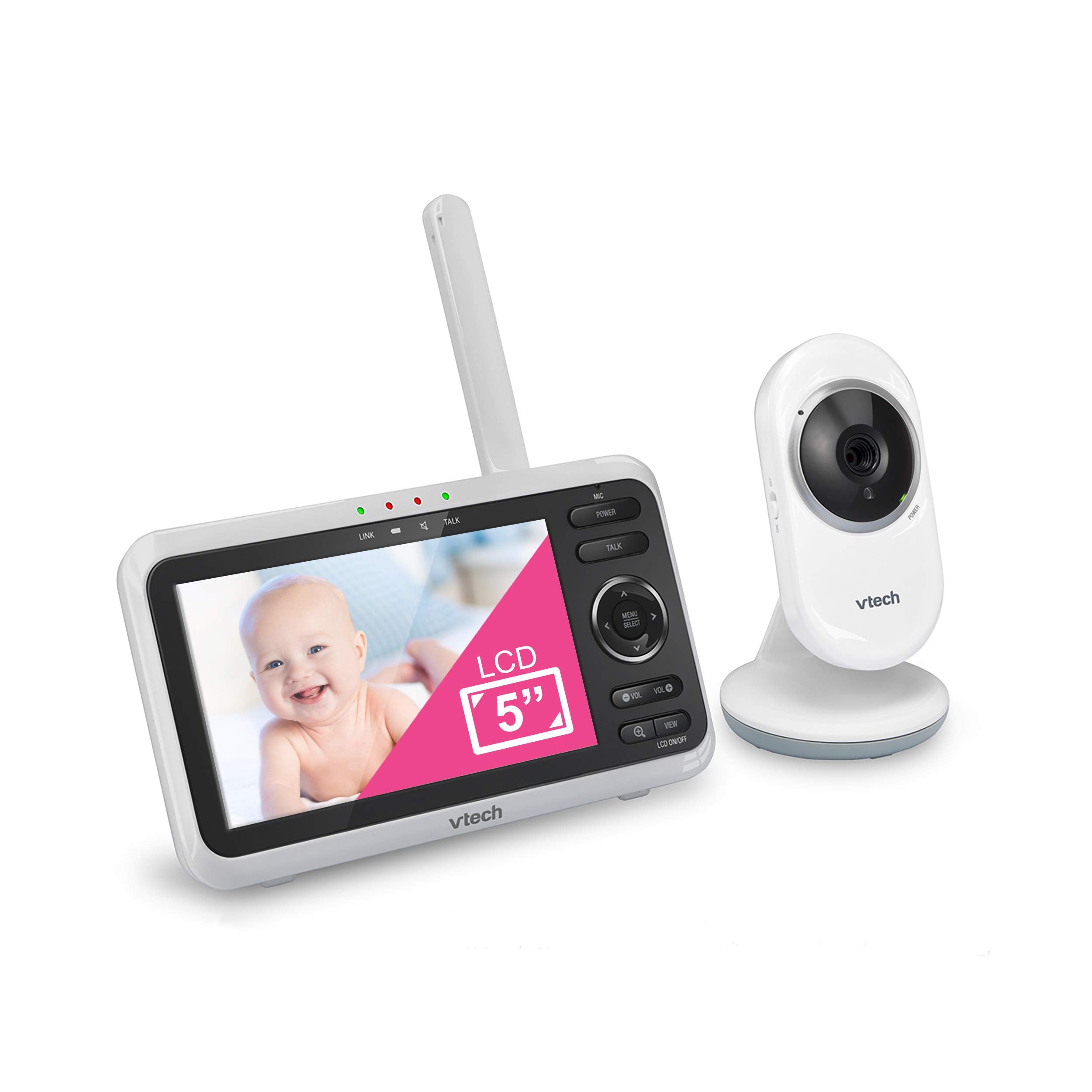 VTech VM819 Baby Monitor, 2.8” Screen, Night Vision, 2-Way Audio, Temperature Sensor and Lullabies, Secure Transmission No WiFi