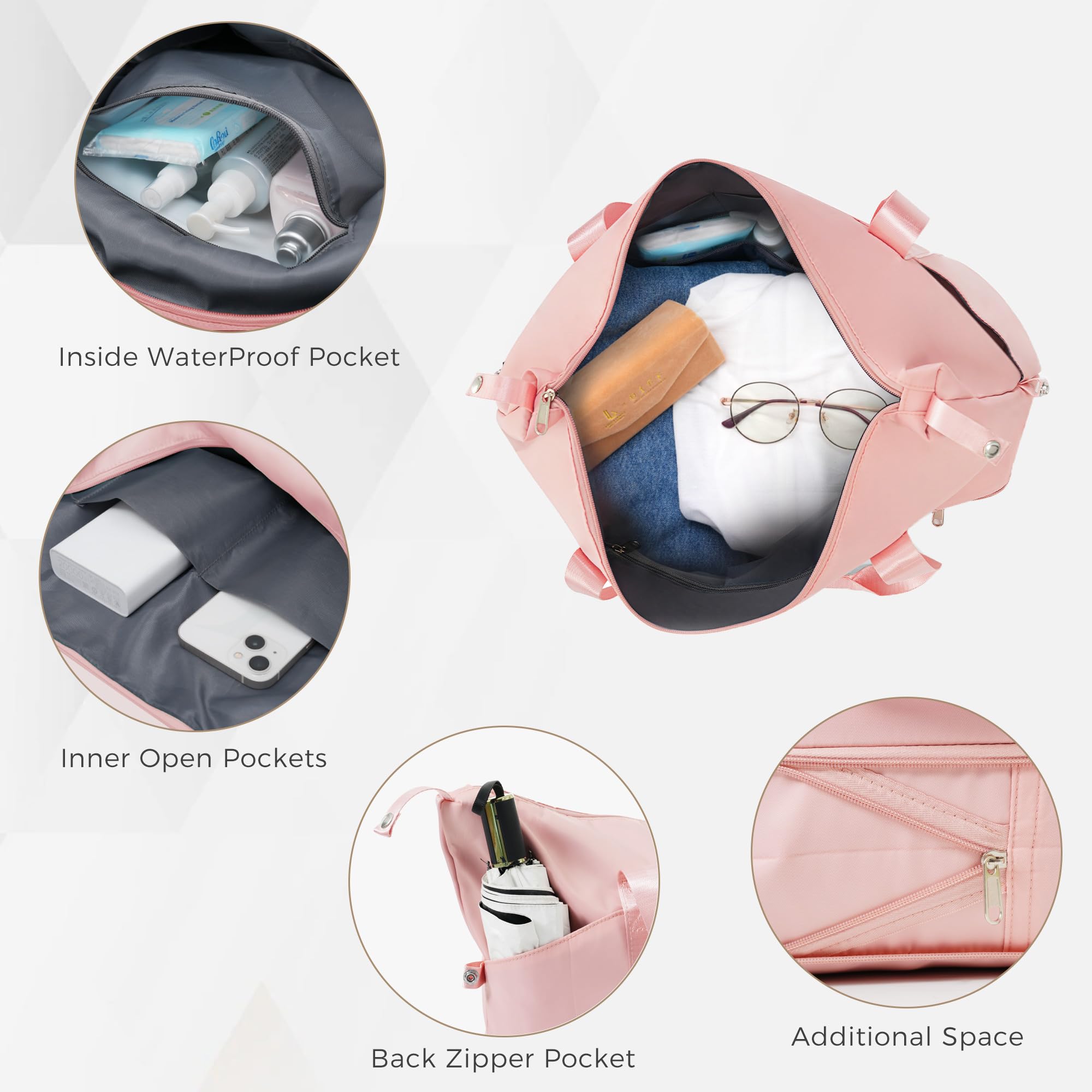 Merax 3 Pcs ABS Hardside Luggage Sets TSA Lock Spinner Wheel Suitcases, Pearly White, 20/24/28 Inch
