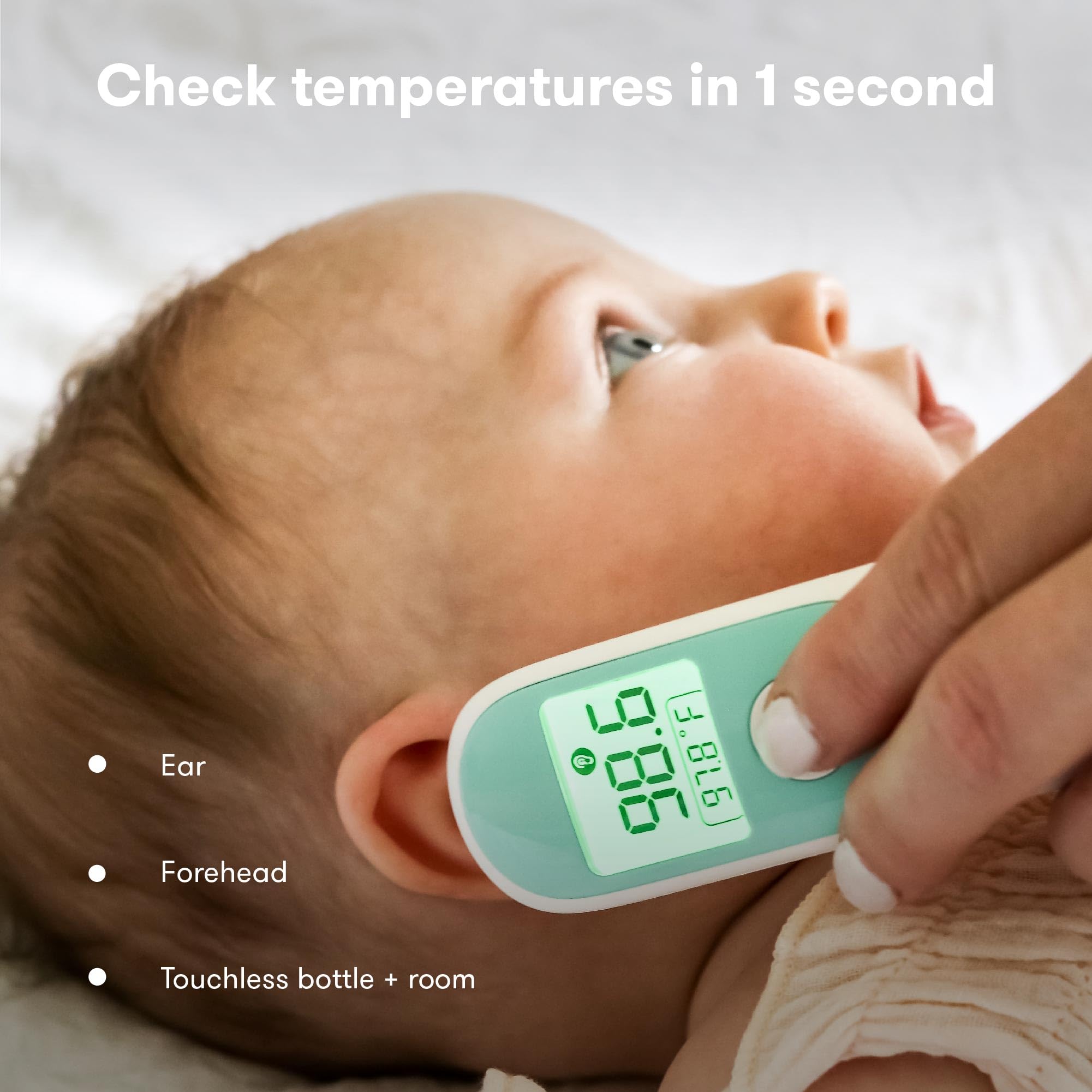 U.S Only | Frida Baby Thermometer, 3-in-1 Infrared Thermometer for Ear, Forehead & Touchless, FSA/ HSA Eligible Fever Thermometer for Baby, Infants ,Toddlers, Kids & Adults