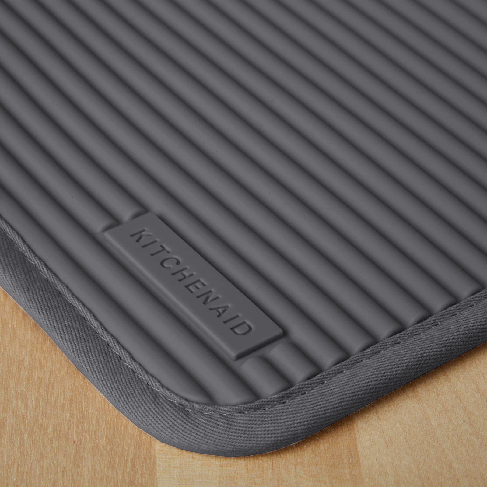 KitchenAid Ribbed Soft Silicone Water Resistant Pot Holder Set, Milkshake , 2 Piece Set, 7"x9"