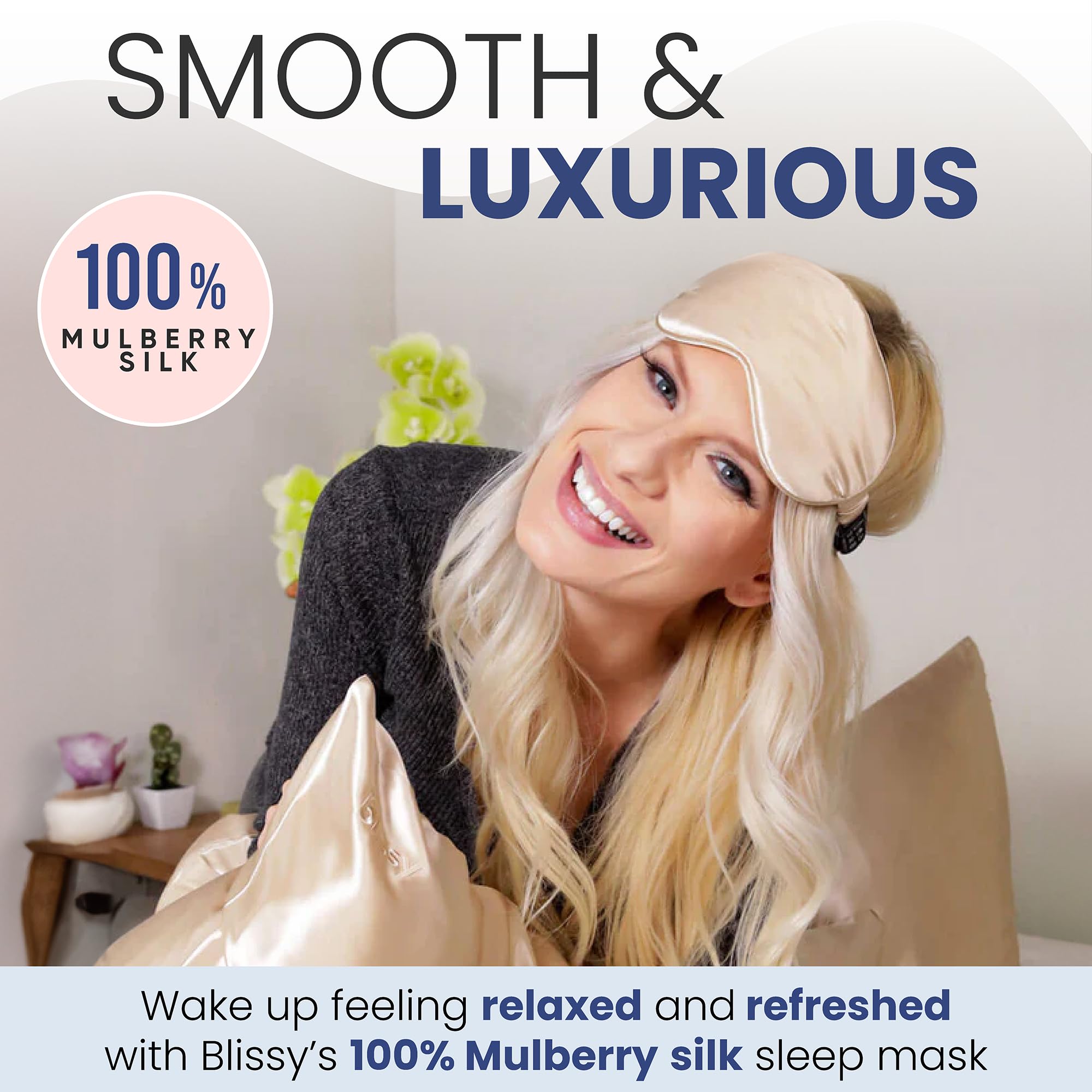 Blissy Silk Sleep Mask - Silk Eye Sleeping Mask for Women & Men for Total Blackout - 100% Pure Mulberry Silk, 22 Momme 6a Fibers - Blindfold Silk Sleep Mask Side Sleeper Eye Cover (Plum)