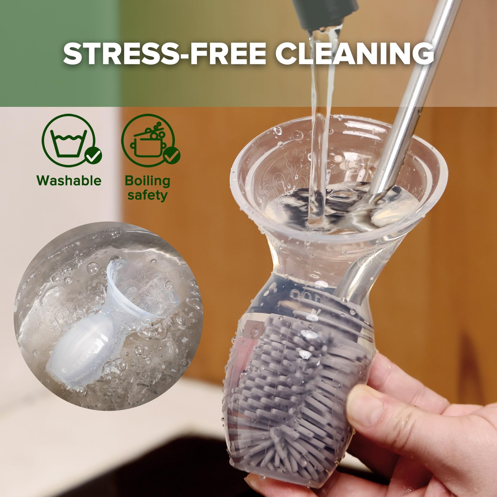 haakaa Manual Breast Pump for Breastfeeding, Silicone, Clear 4oz/100ml