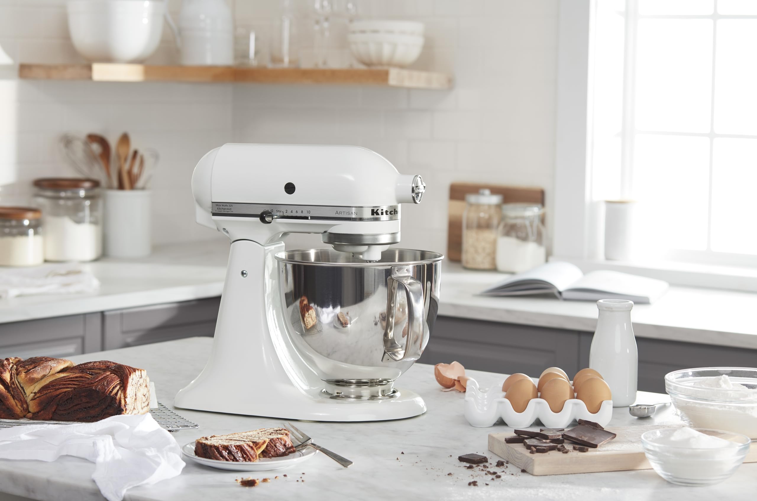 KitchenAid Artisan Series 5-Quart Tilt-Head Stand Mixer, Almond Cream, KSM150PSAC