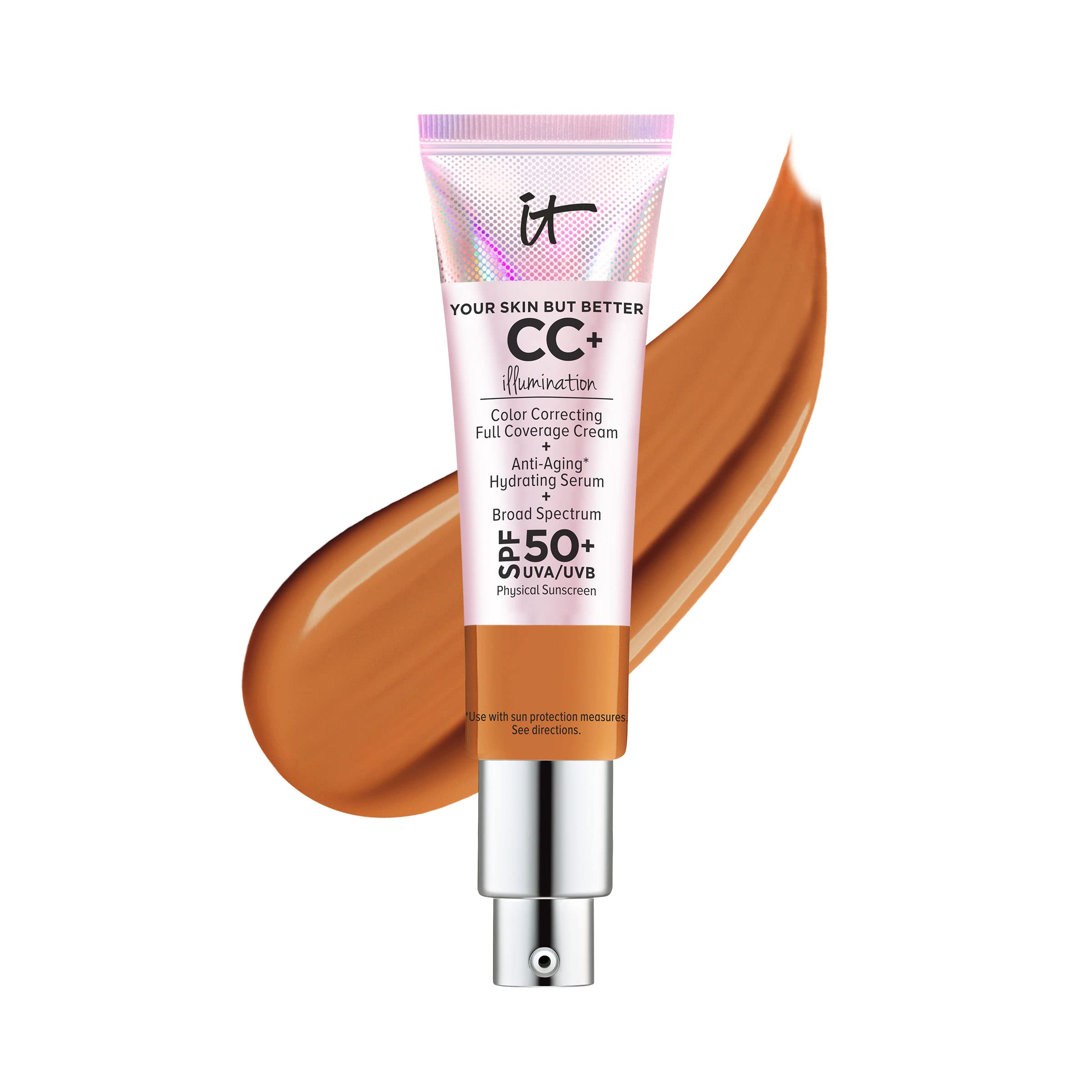 IT Cosmetics Your Skin But Better CC+ Cream Illumination - Color Correcting Cream, Full-Coverage Foundation, Hydrating Serum & SPF 50+ Sunscreen Radiant Finish 1.08 fl oz