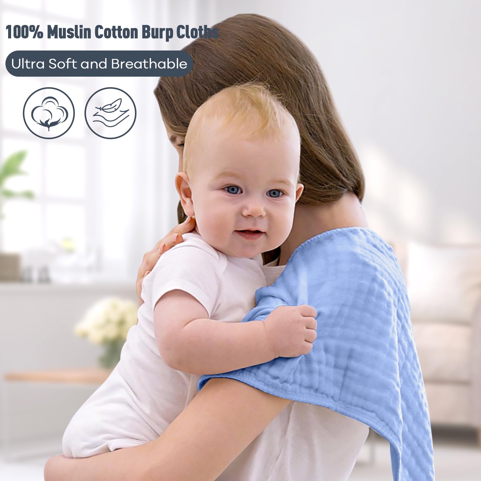 Yoofoss Muslin Burp Cloths for Baby 10 Pack 100% Cotton Baby Washcloths for Boys Girls Large 20&