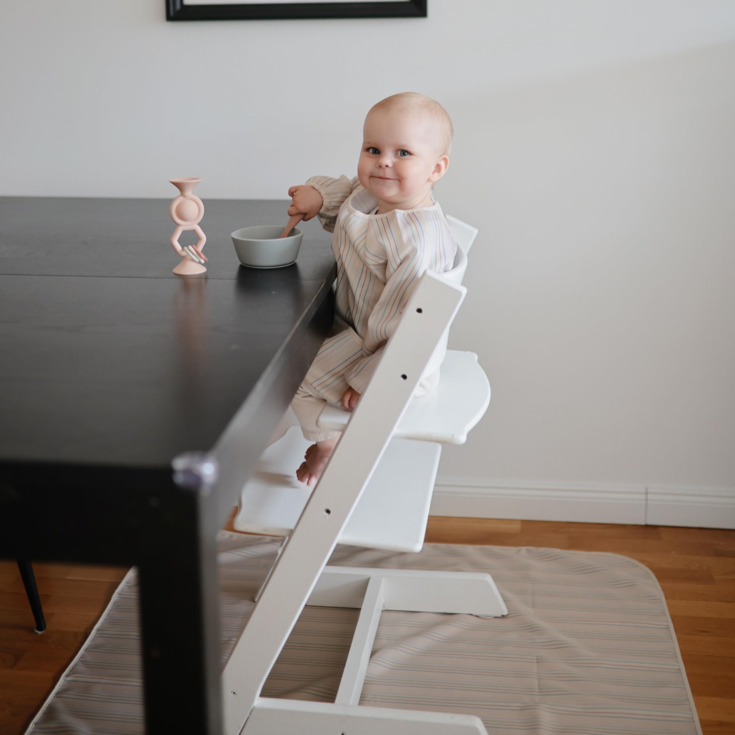 mushie Baby Splat Mat 42.5x42.5 Inch (Fog) | Water Resistant for Under High Chair and Infant Play