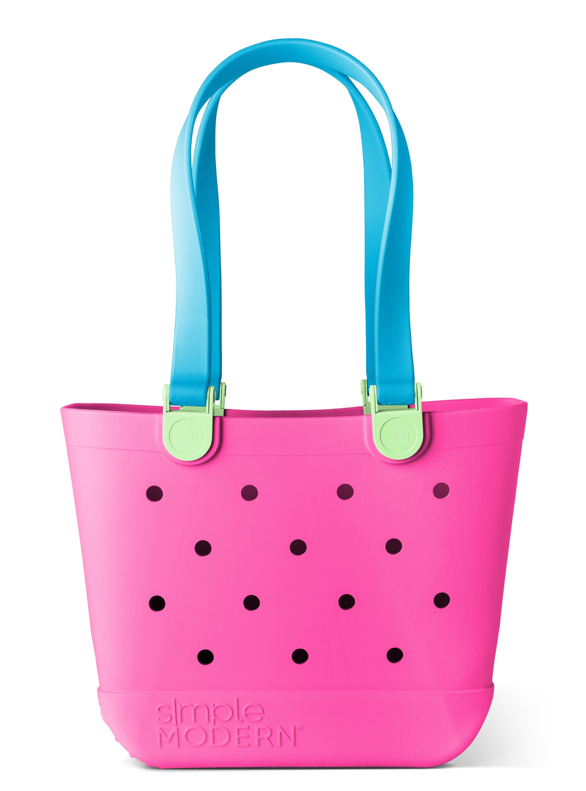 Simple Modern Beach Bag Rubber Tote | Waterproof Medium Tote Bag with Zipper Pocket for Pool, Groceries, Sports | Gifts For Women | Getaway Bag Collection | Almond Birch