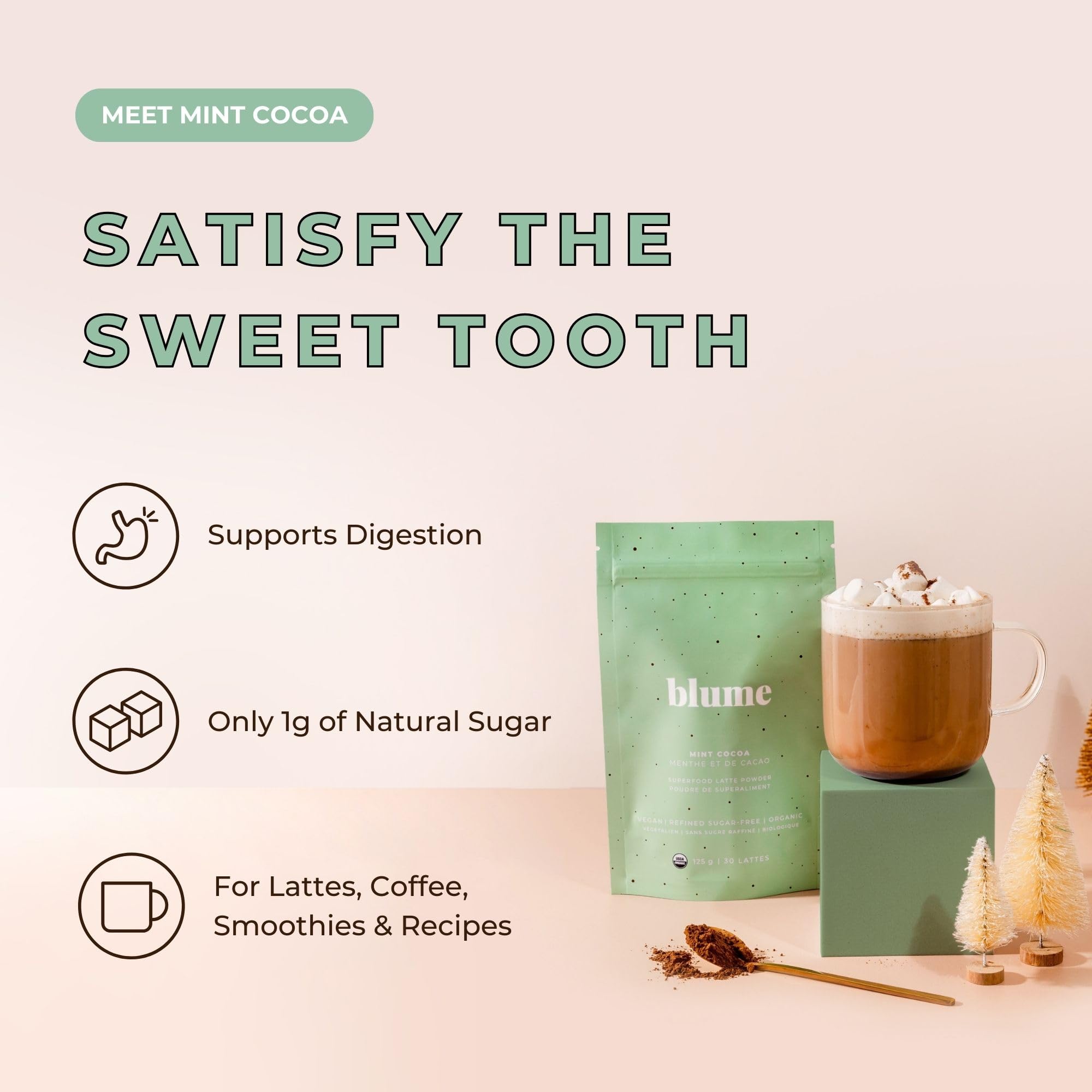 Blume Rose London Fog Latte with Zero Sugar or Caffeine - Certified Organic, Vegan and Gluten-Free - Tart Cherry & Rosehips blend rich Antioxidant & Vitamin to Ease Bloating and Boost Your Natural Glow - 30 Servings