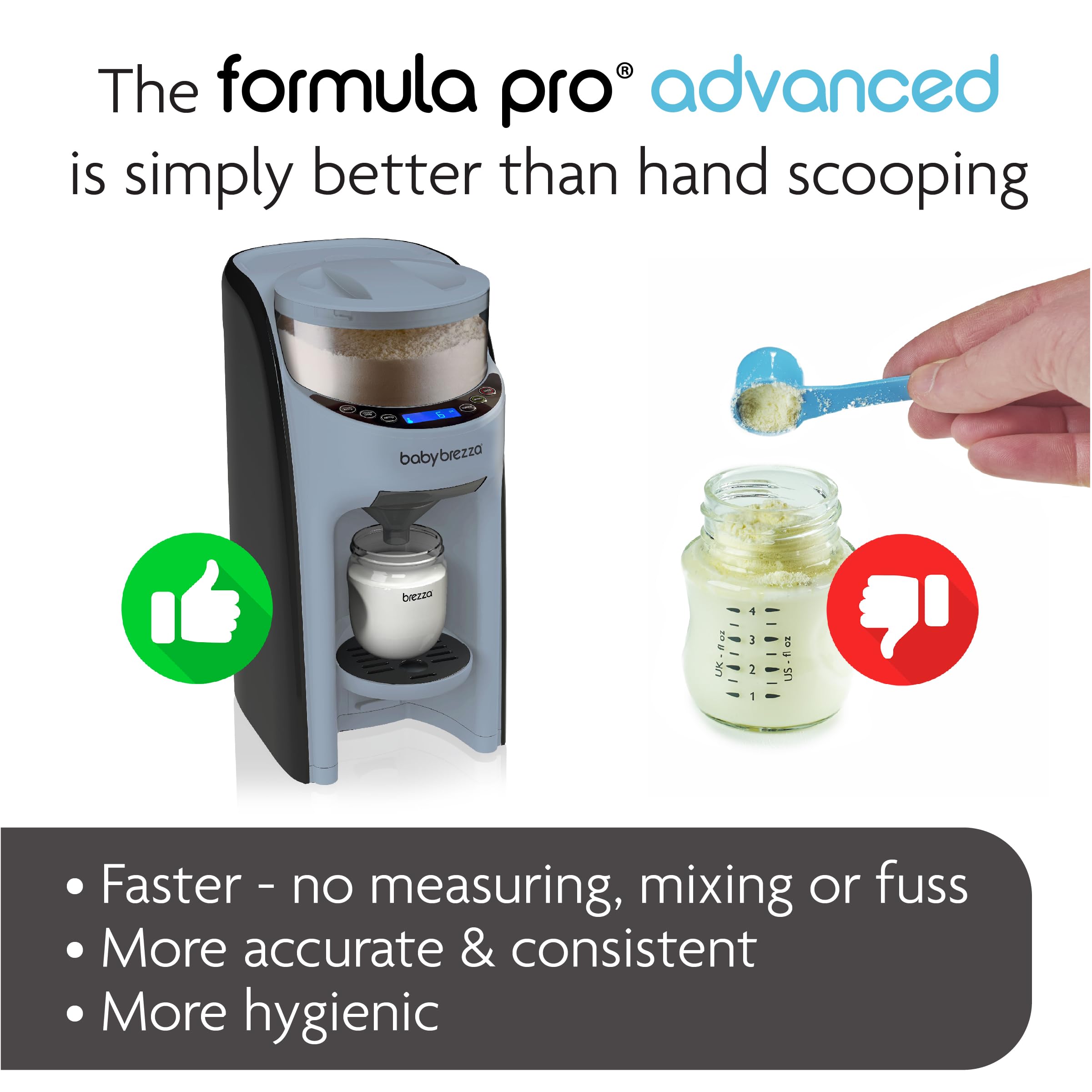 Baby Brezza New and Improved Formula Pro Advanced Formula Dispenser Machine - Automatically Mix a Warm Formula Bottle Instantly - Easily Make Bottle with Automatic Powder Blending, Charcoal