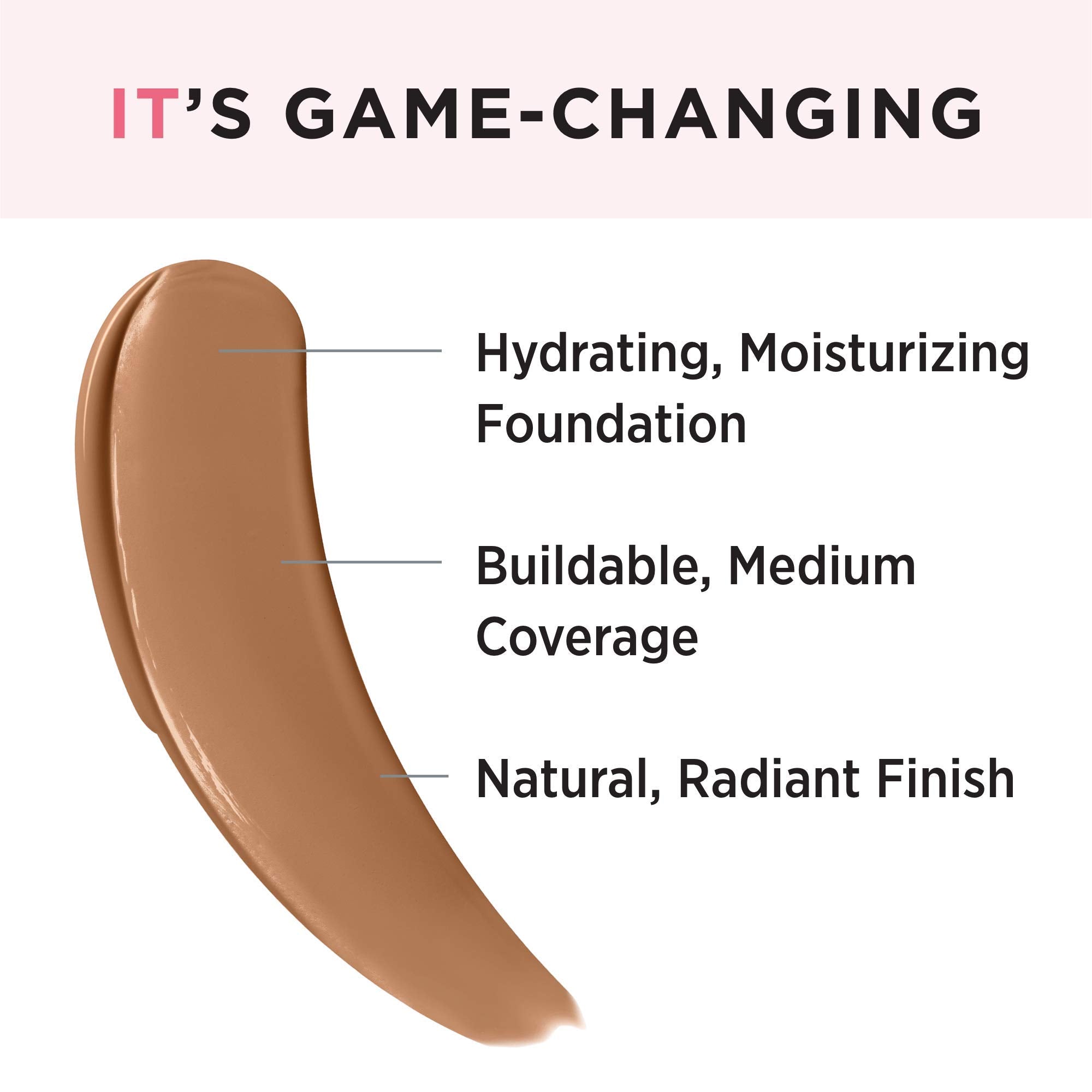 IT Cosmetics Your Skin But Better Foundation + Skincare - Hydrating Medium Buildable Coverage - Minimizes Pores & Imperfections - Natural Radiant Finish - With Hyaluronic Acid - 1.0 fl oz