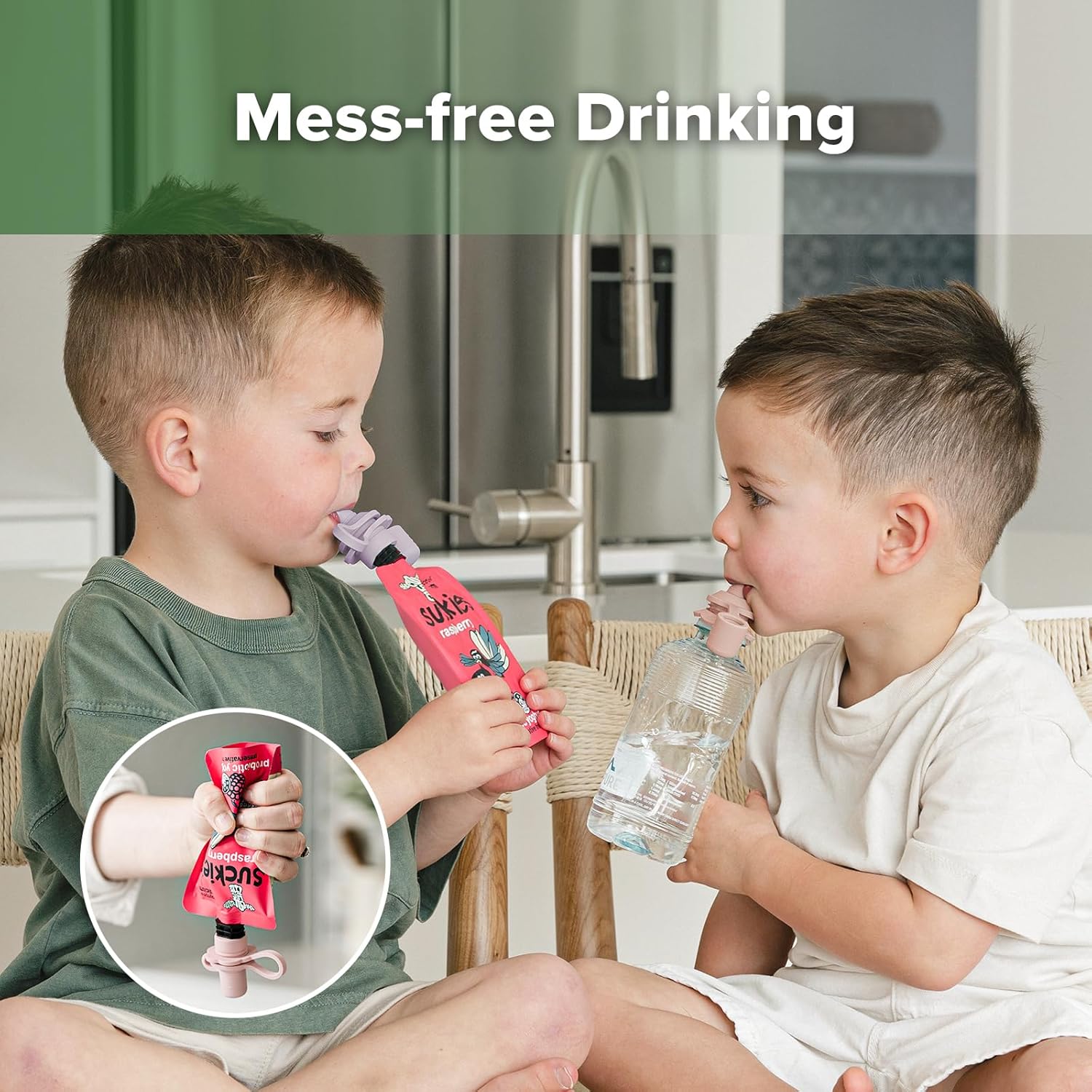 haakaa Multi-Functional Silicone Spout,Baby Pouch Topper,No Spill Silicone Bottle Top,100% Food Grade Silicone,2 Pack