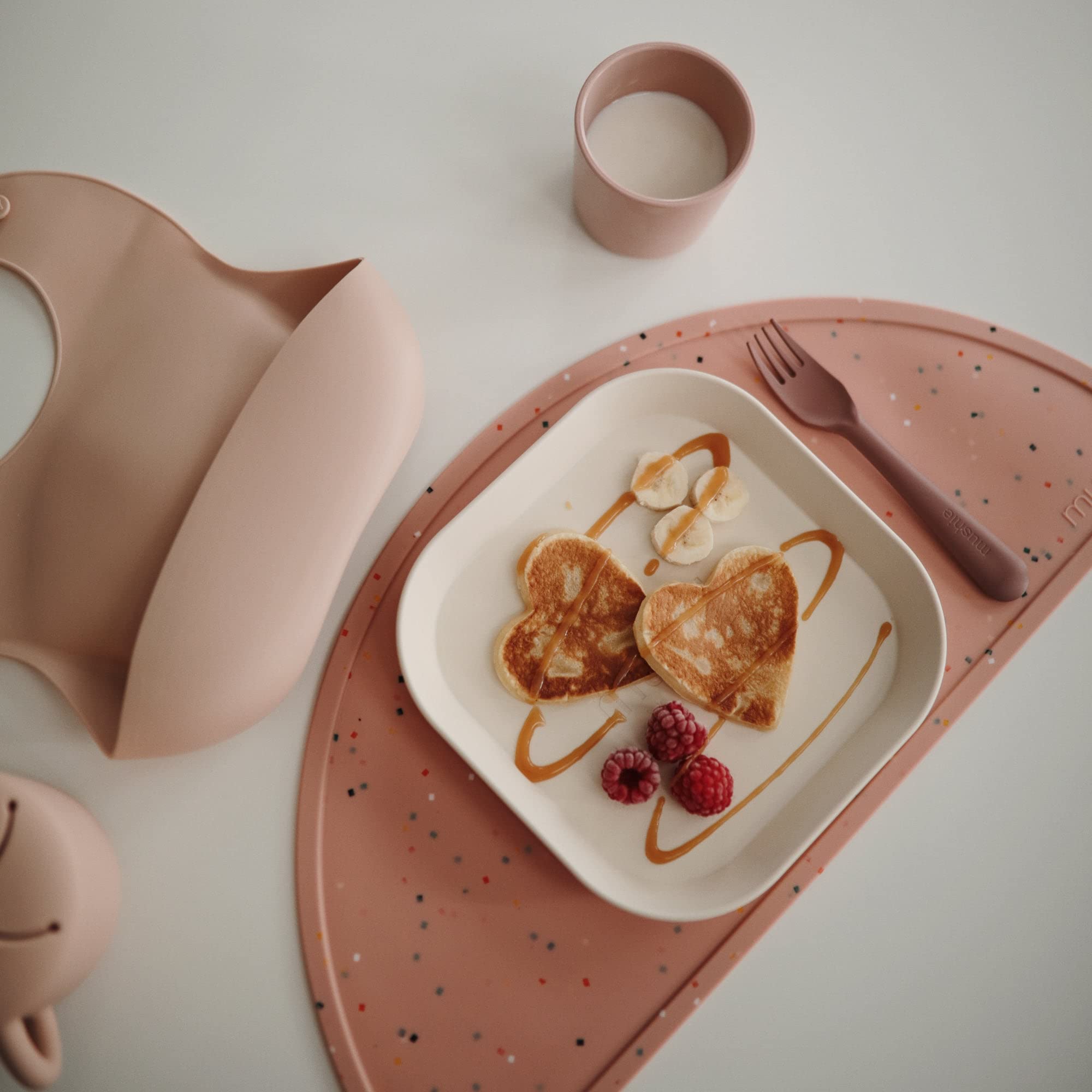 mushie Flatware Fork and Spoon Set for Kids | Made in Denmark (Sage)