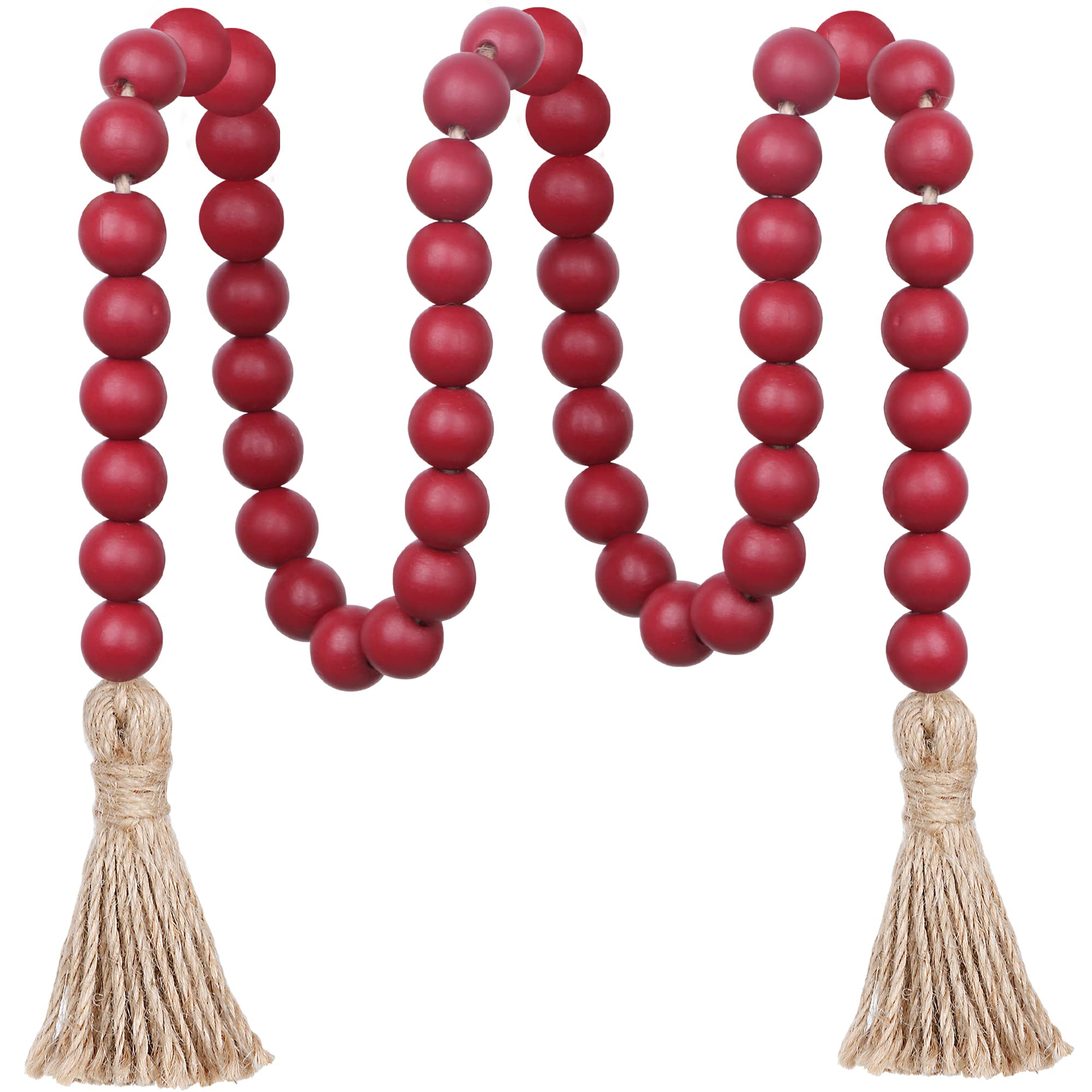 Meplait 39in Wood Bead Garland Farmhouse with Tassels,Versatile Prayer Beads Boho Chic Wall Hanging Home Decor (Purple)