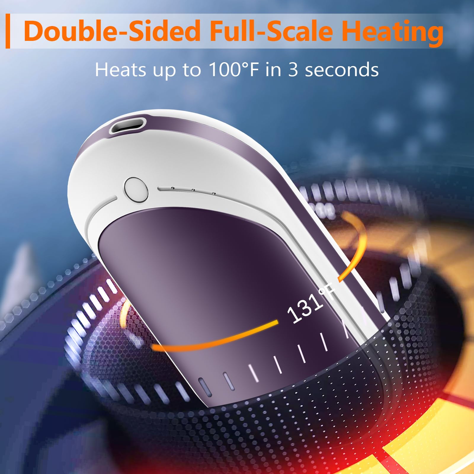 BESKAR Rechargeable Hand Warmer, 5200mAh Electric Hand Heater, Double-Sided Heating, USB Quick Charge, Portable Pocket Hand Warmer for Outdoor, Golf, Raynauds - Winter Gift