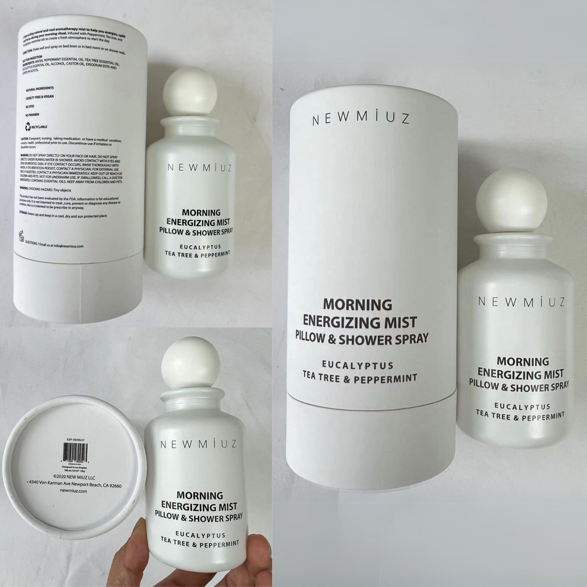 Energizing Shower & Pillow Spray Peppermint Eucalyptus Tea tree Essential Oils Natural Fast Acting Aromatherapy Mist for Relaxation Calming Stress Clear Sinus Cooling Relief Luxury Self care Gift