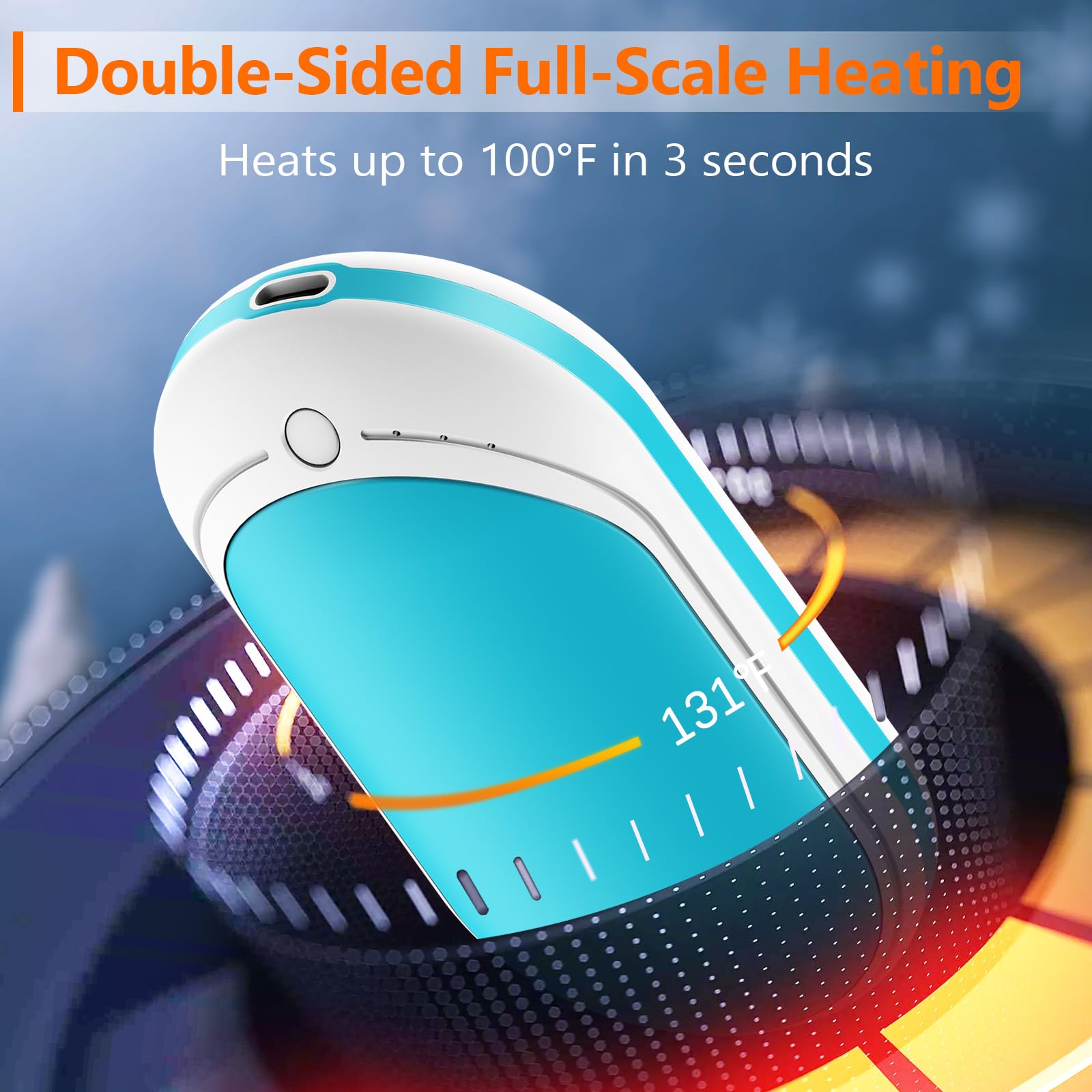 BESKAR Rechargeable Hand Warmer, 5200mAh Electric Hand Heater, Double-Sided Heating, USB Quick Charge, Portable Pocket Hand Warmer for Outdoor, Golf, Raynauds - Winter Gift