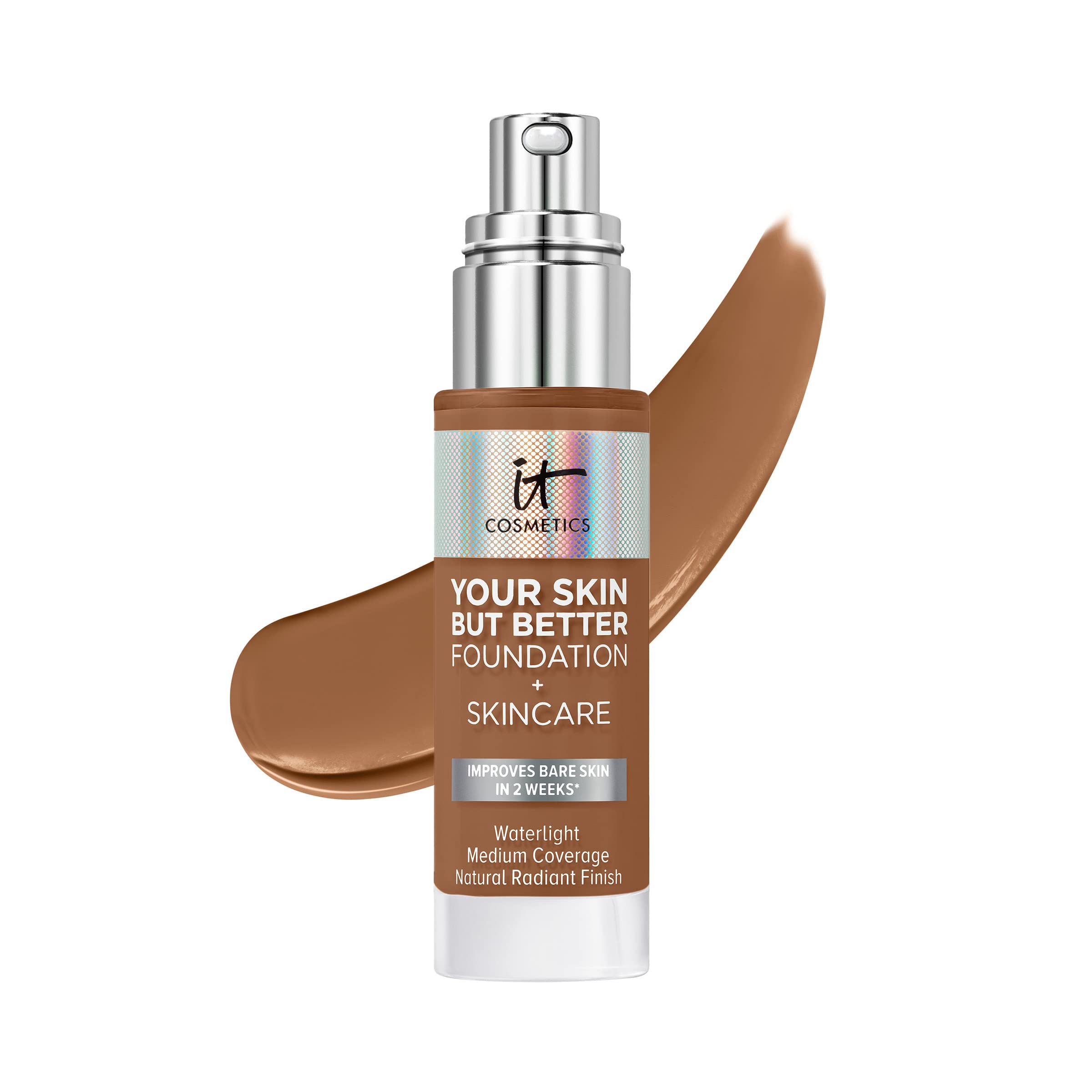 IT Cosmetics Your Skin But Better Foundation + Skincare - Hydrating Medium Buildable Coverage - Minimizes Pores & Imperfections - Natural Radiant Finish - With Hyaluronic Acid - 1.0 fl oz