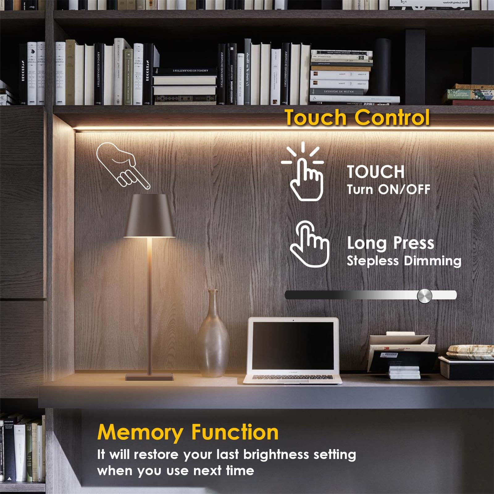 2-Pack LED Cordless Table Lamp, Rechargeable Battery Desk lamp 3W 5500mAh Battery Operated Stepless Dimming Modern Portable Table Light for Restaurant/Bedroom/Outdoor IP54 Waterproof (Off White)