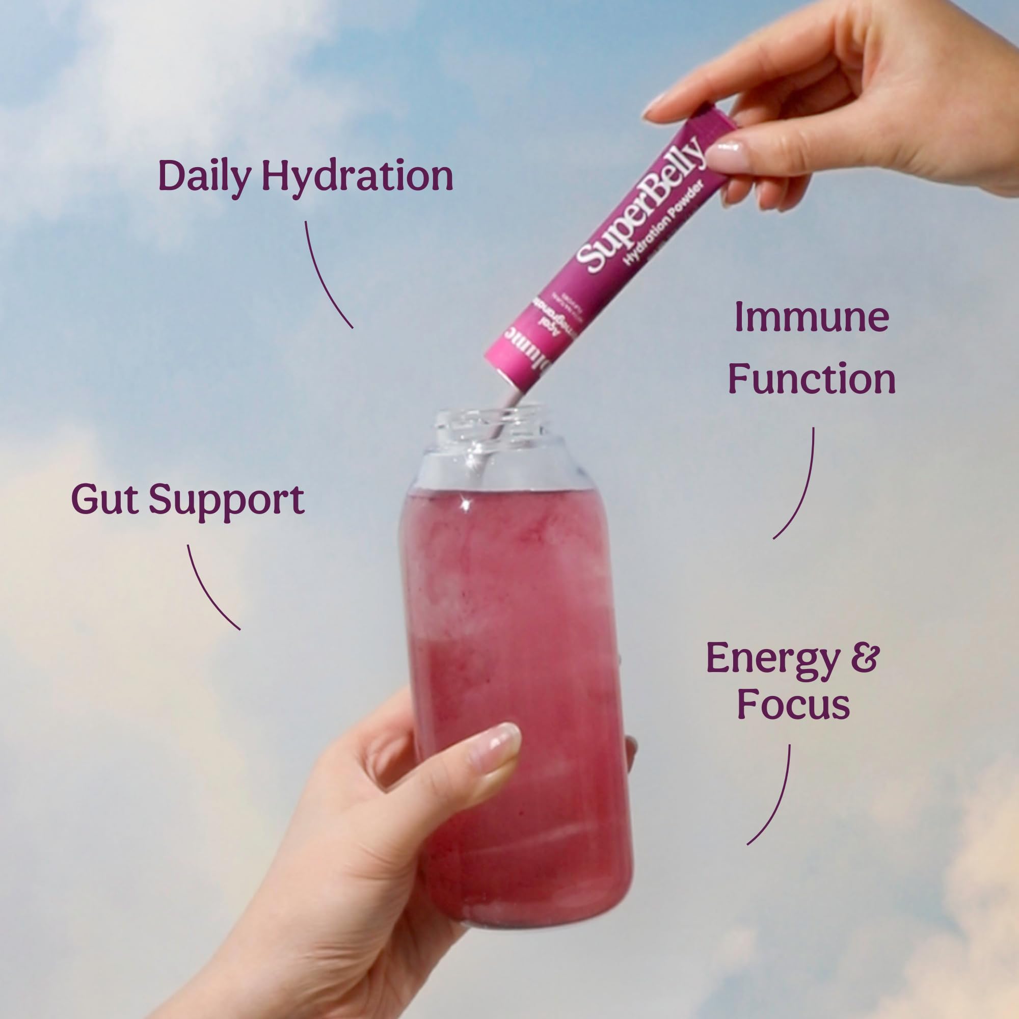 Blume SuperBelly Gut Health Hydration Packets, Sugar-Free, with Prebiotics, Probiotics, Apple Cider Vinegar, and Electrolytes, Strawberry Hibiscus, 15 Sticks