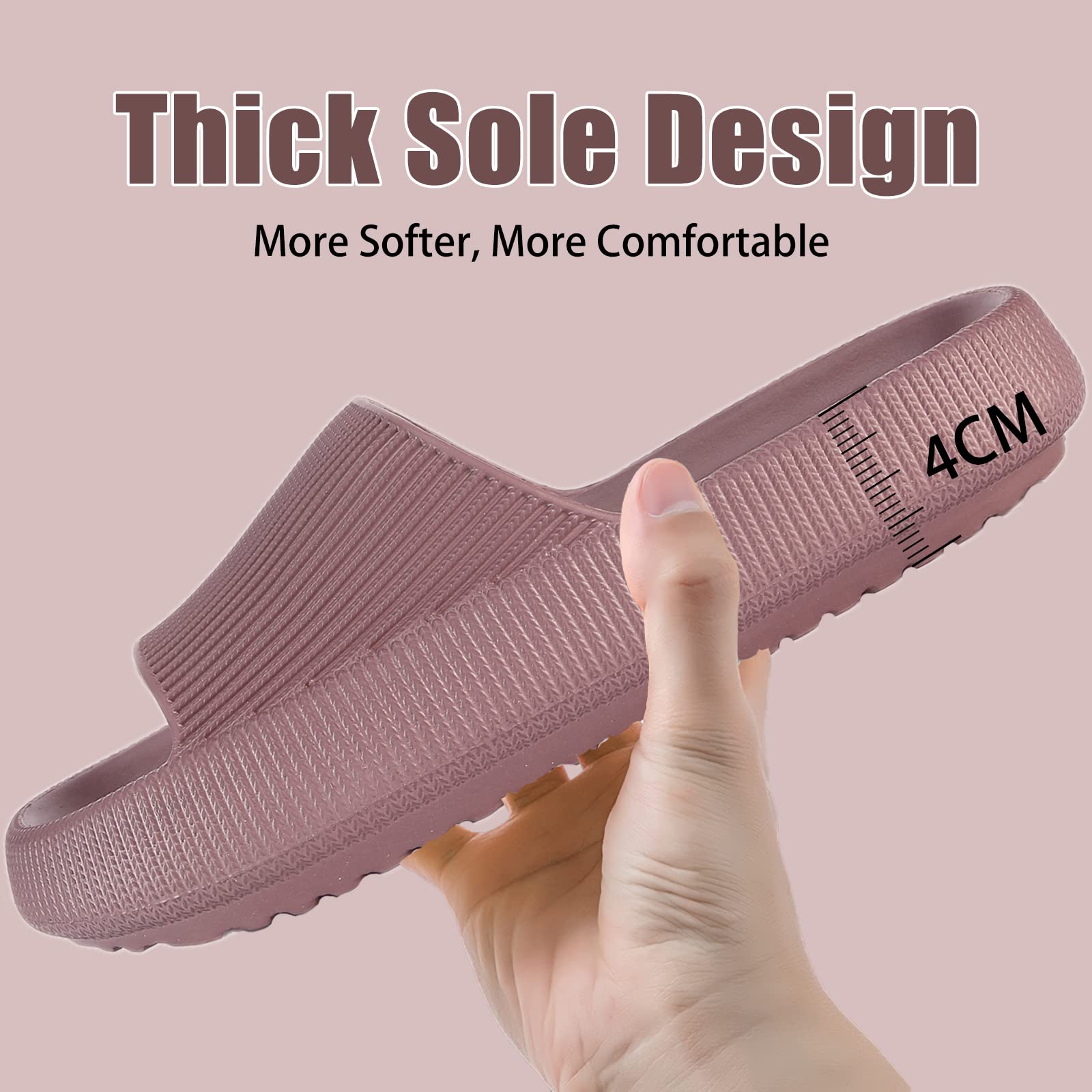 rosyclo Cloud Slippers for Women and Men, Pillow House Slippers Shower Shoes Indoor Slides Bathroom Sandals, Ultimate Comfort, Lightweight, Thick Sole, Non-Slip, Easy to Clean