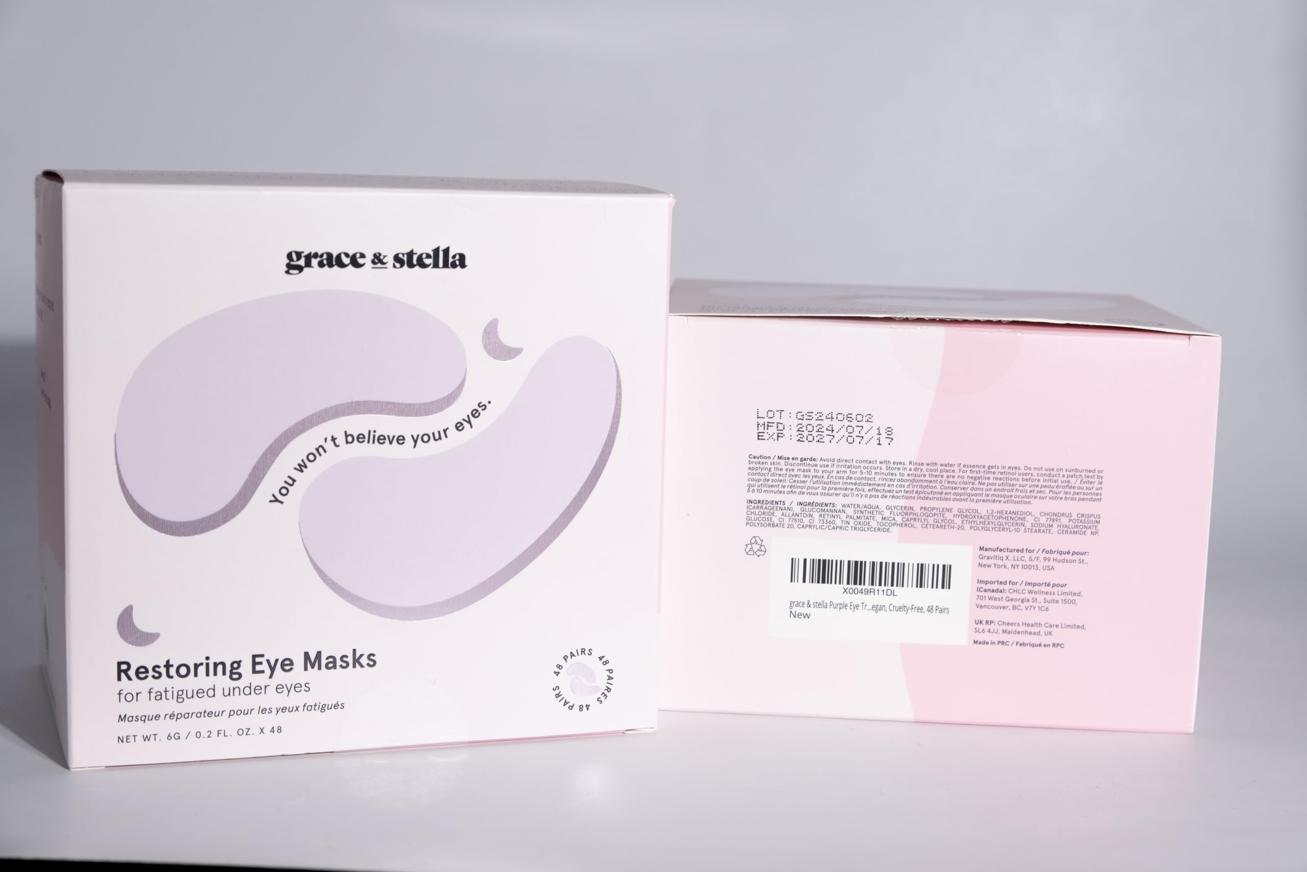 grace & stella Under Eye Masks for Dark Circles (Purple, 24 Pairs) - Gel Eye Mask with Retinol - Restoring Under Eye Patches for Puffy Eyes and Dark Circles - Vegan Cruelty-Free