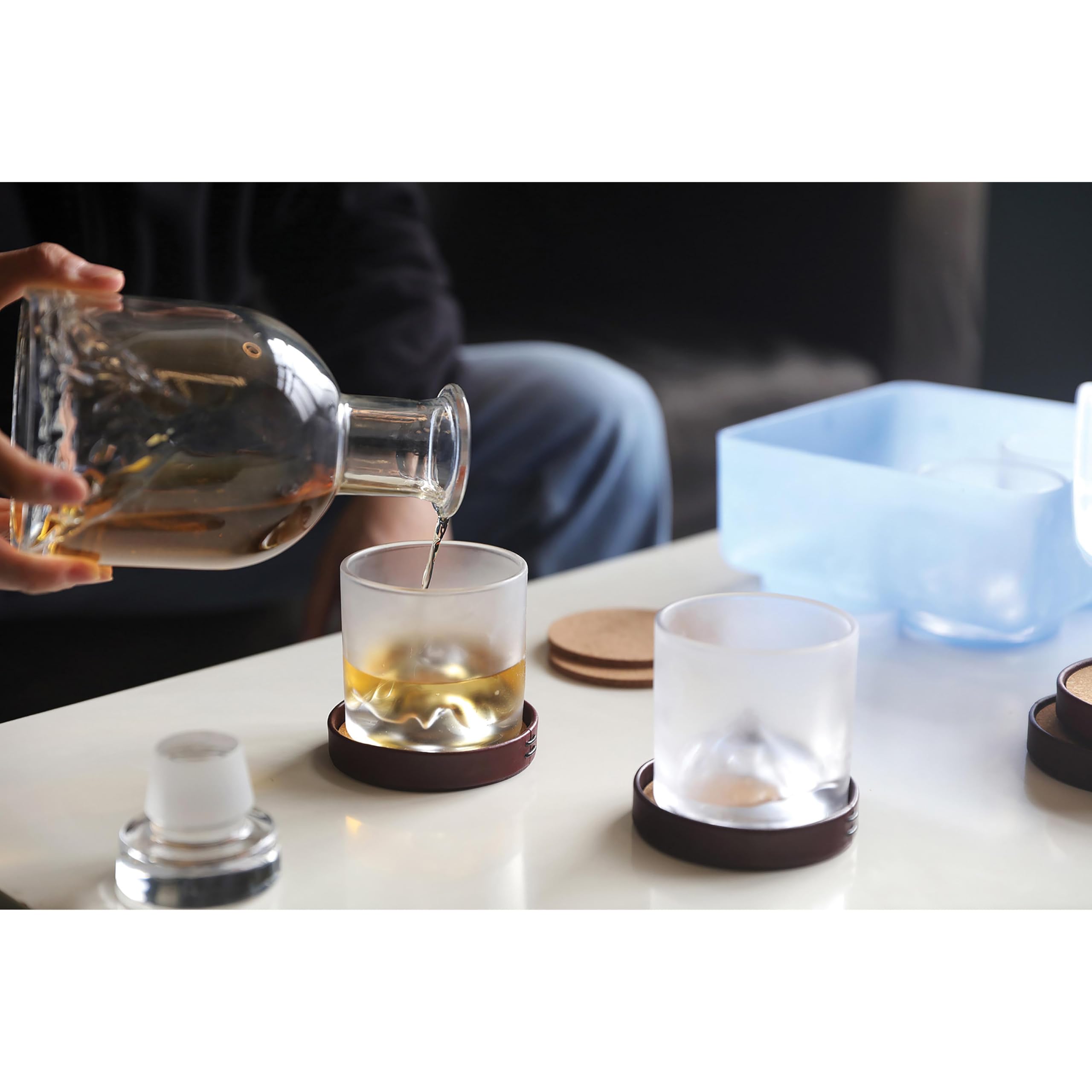 LIITON Heavy Crystal Whiskey Glasses Gift Set, Thick Freezable Bourbon Glass 1lb Each, Premium Whiskey Gifts for Men, Frozen Crystal Chills Cocktails Featuring Grand Canyon Glasses Set of 2, 10 oz