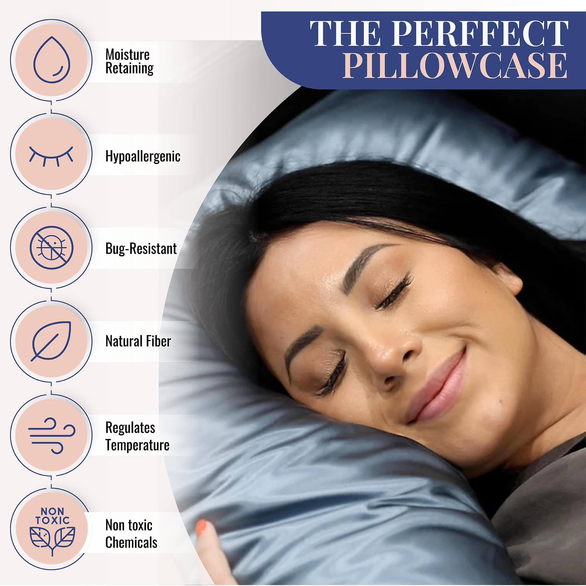 Blissy Silk Pillowcase - 100% Pure Mulberry Silk - 22 Momme 6A High-Grade Fibers - Silk Pillow Cover for Hair & Skin - Regular, Queen & King with Hidden Zipper (Queen, Champagne)