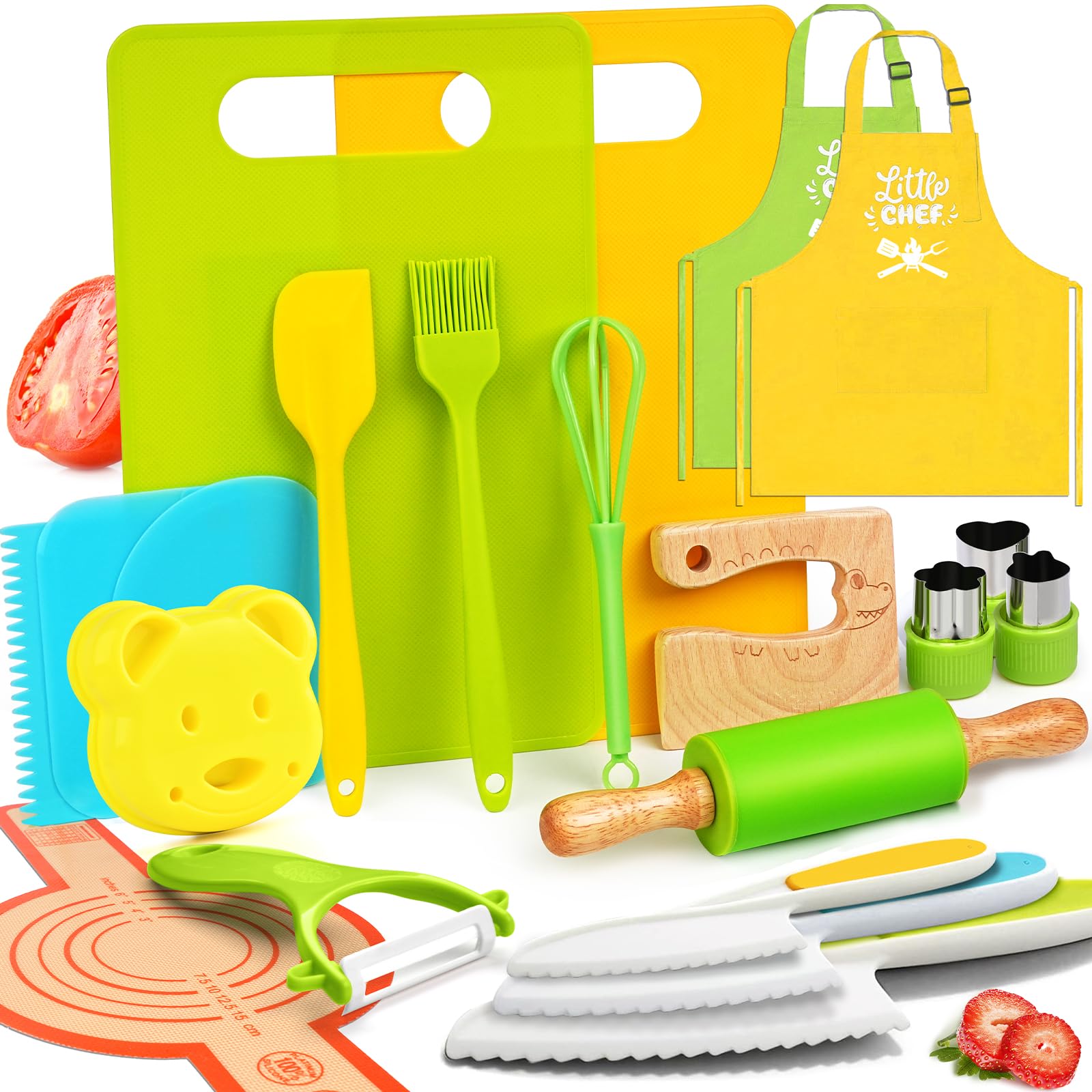 Montessori Kitchen Tools for Toddlers-Kids Cooking Sets Real-Toddler Safe Knives Set (13pcs)