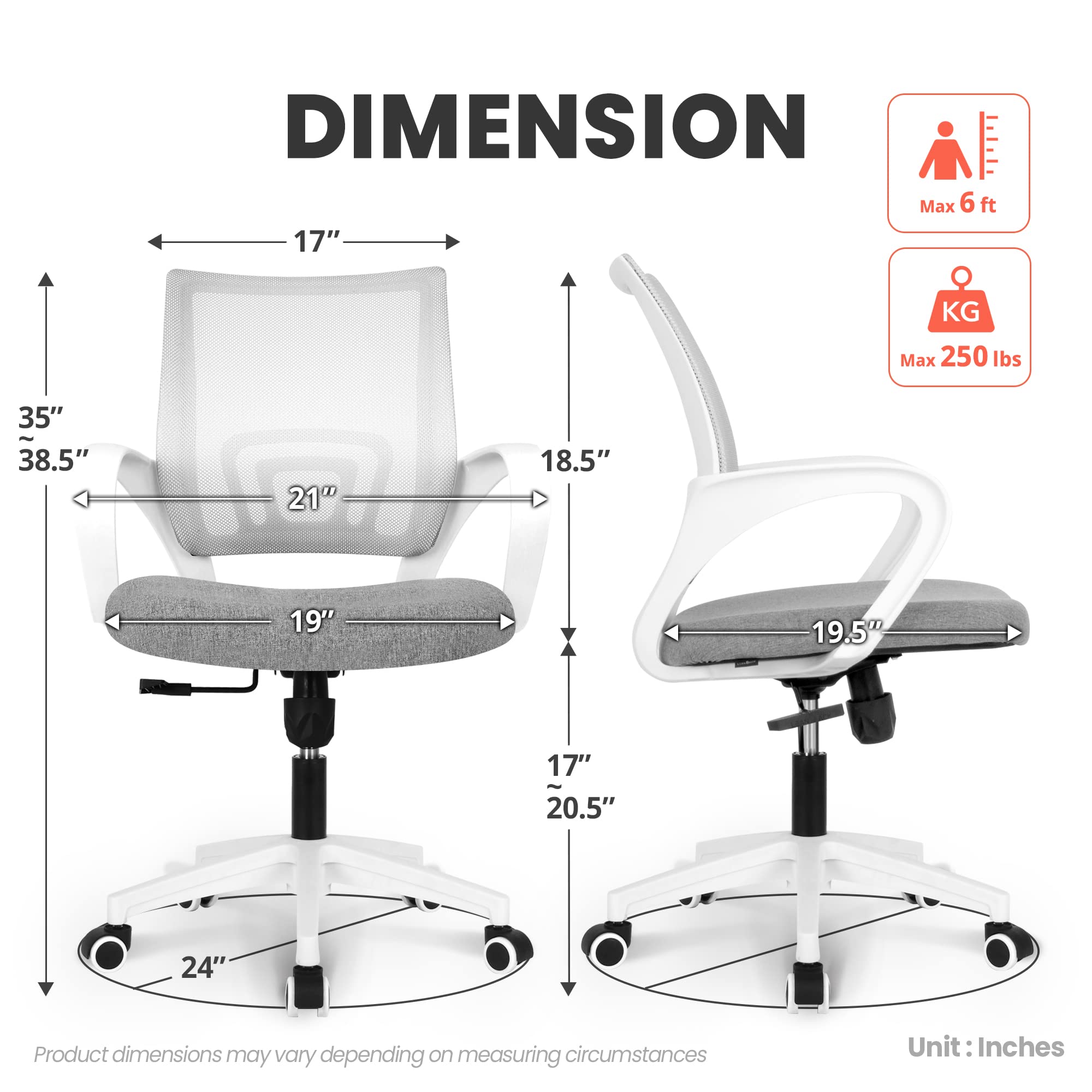 NEO CHAIR Office Chair Computer Desk Chair Gaming Ergonomic Mid Back Cushion Lumbar Support with Comfy Mesh Adjustable Swivel Rolling Home (Beige)