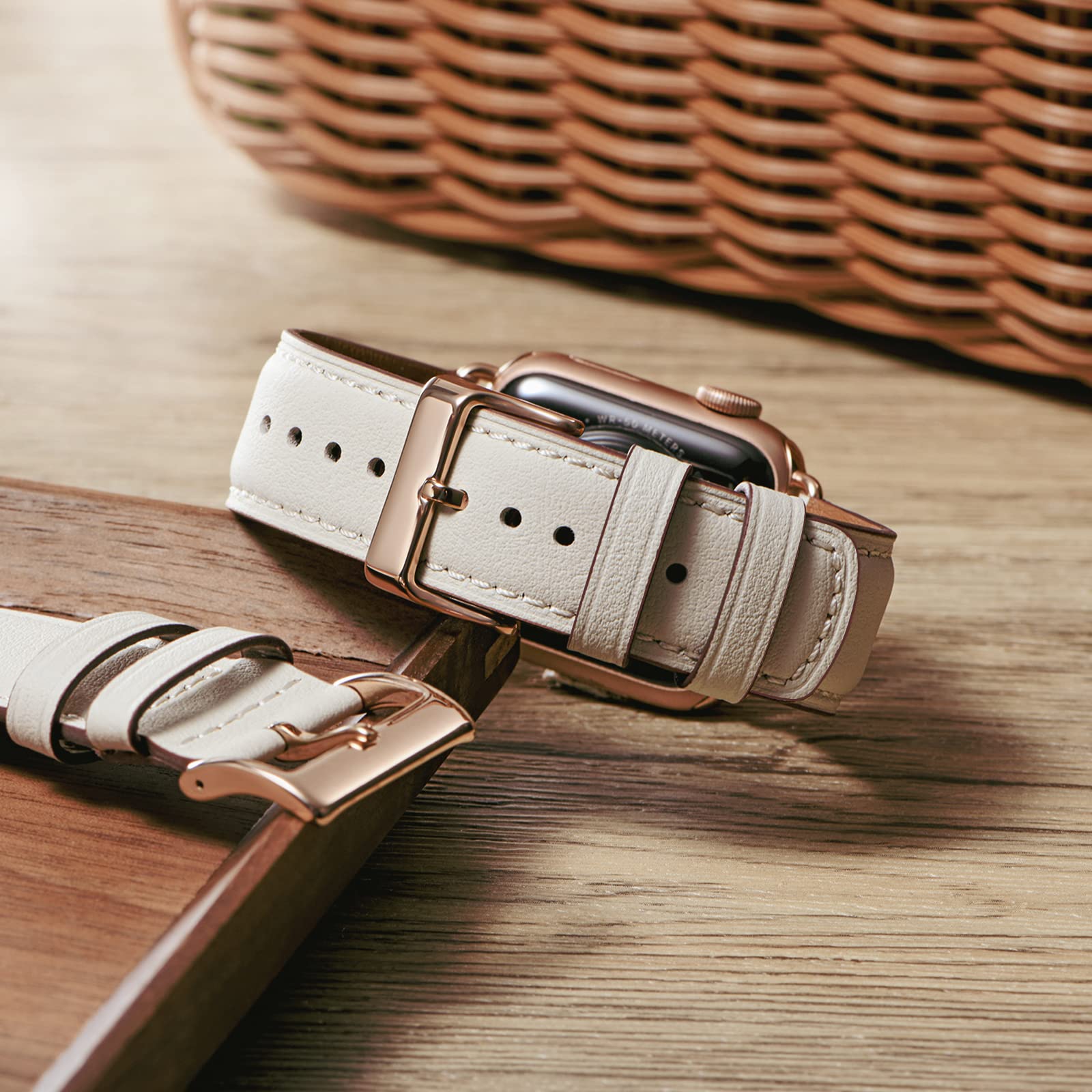 Bestig Compatible with Apple Watch Band 49mm 46mm 45mm 44mm 42mm(Series 3 2 1) Apple Watch Leather Bands Genuine Leather for iWatch Strap Ultra Series 10 9 8 7 6 5 4 SE Women Man-Redbrown/Black