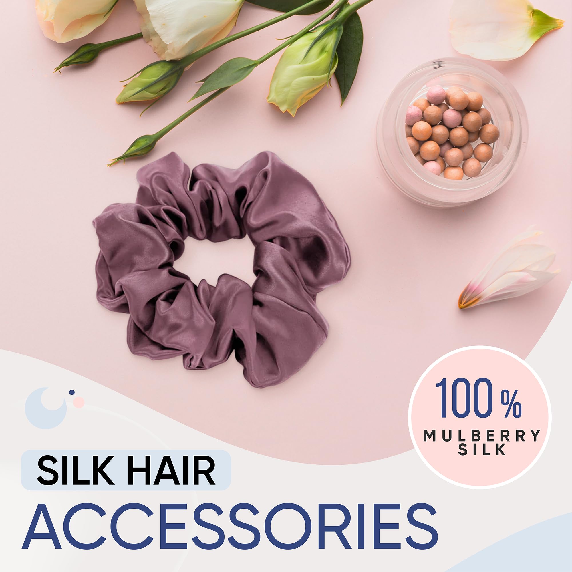 Blissy Silk Scrunchies (3 Pack) - 100% Pure Mulberry Silk - 22 Momme 6A High-Grade Fibers - Silk Scrunchie for Straight & Curly Hair - Preventing Breakage, Tangling, & Creasing (Black Skinny)