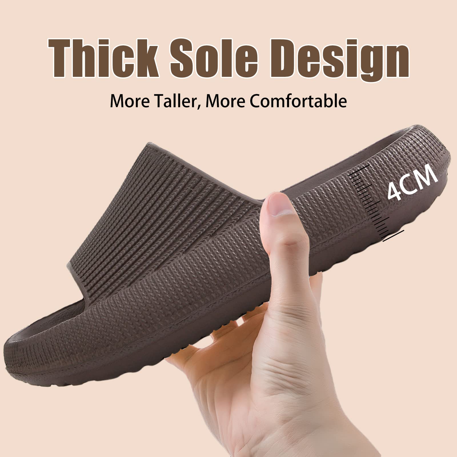 rosyclo Cloud Slippers for Women and Men, Pillow House Slippers Shower Shoes Indoor Slides Bathroom Sandals, Ultimate Comfort, Lightweight, Thick Sole, Non-Slip, Easy to Clean