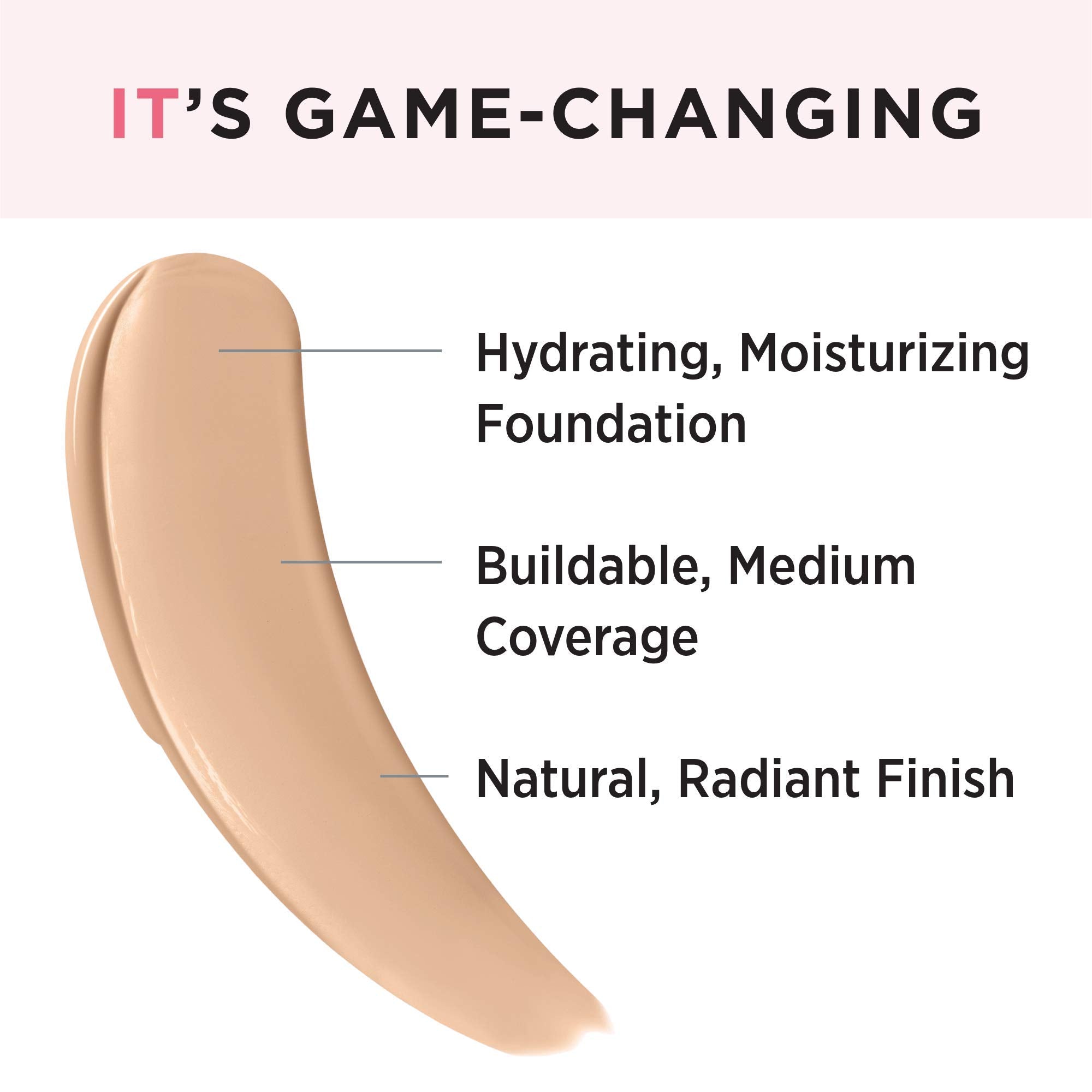 IT Cosmetics Your Skin But Better Foundation + Skincare - Hydrating Medium Buildable Coverage - Minimizes Pores & Imperfections - Natural Radiant Finish - With Hyaluronic Acid - 1.0 fl oz