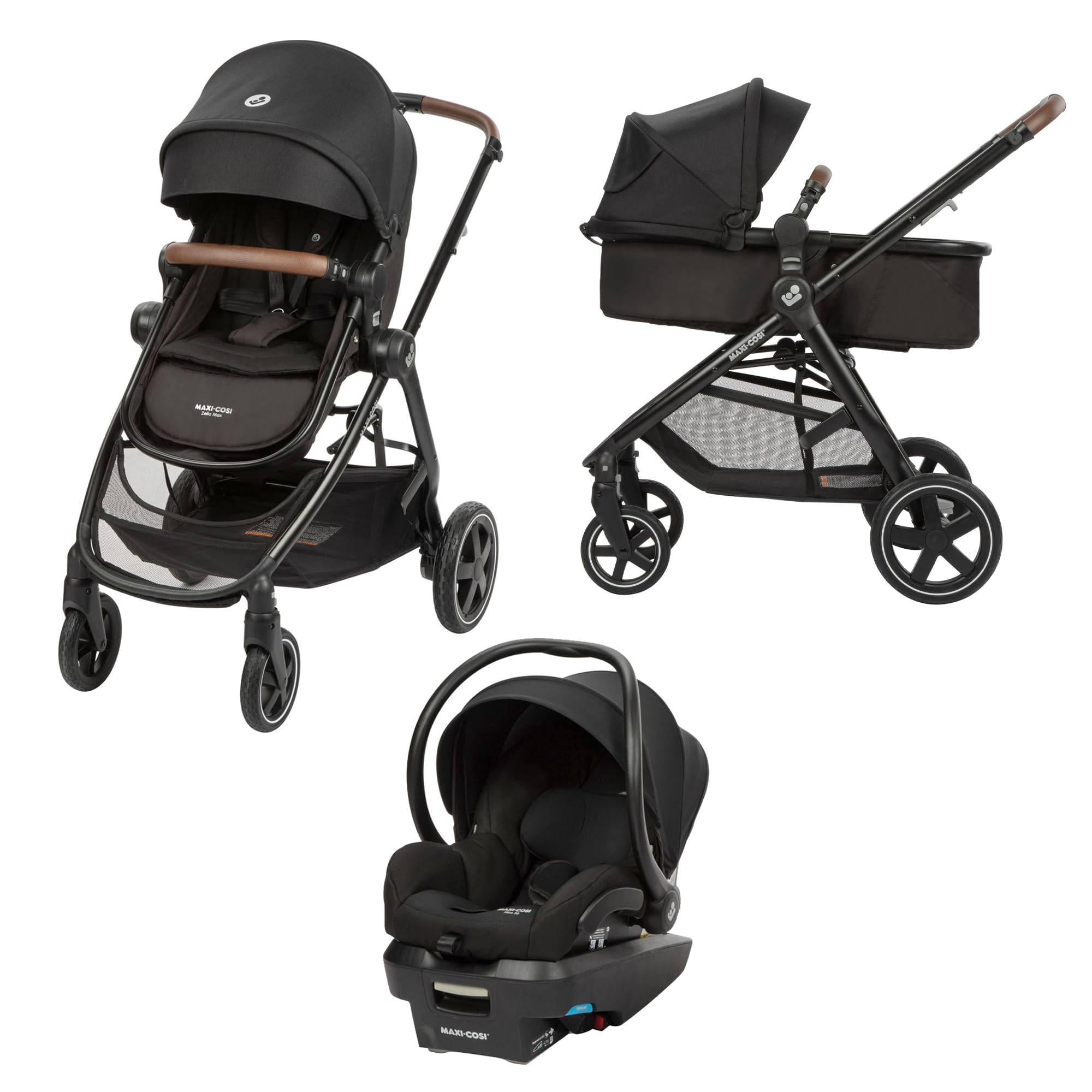 Maxi-Cosi Zelia Max 5-in-1 Modular Travel System, Carraige mode, Reversible toddler seat, Use from birth, Mico infant car seat (included), Polished Pebble