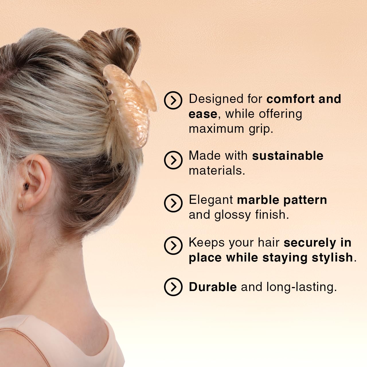 Kitsch Recycled Plastic Large Claw Clip - Big Marble Hair Clips for Women | Jaw Clips for Girls | Big Claw Clips for Thick Hair (1pc, Blonde)