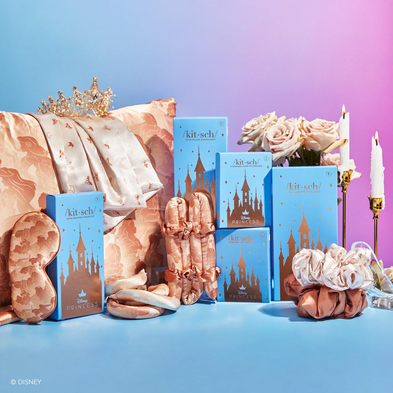 Kitsch 5 Count Velvet Hair Scrunchies for Women - Hair Ties for Thick Hair, Girls, Women, Cute Scrunchies, Soft Hair Accessories, Blush/Mauve