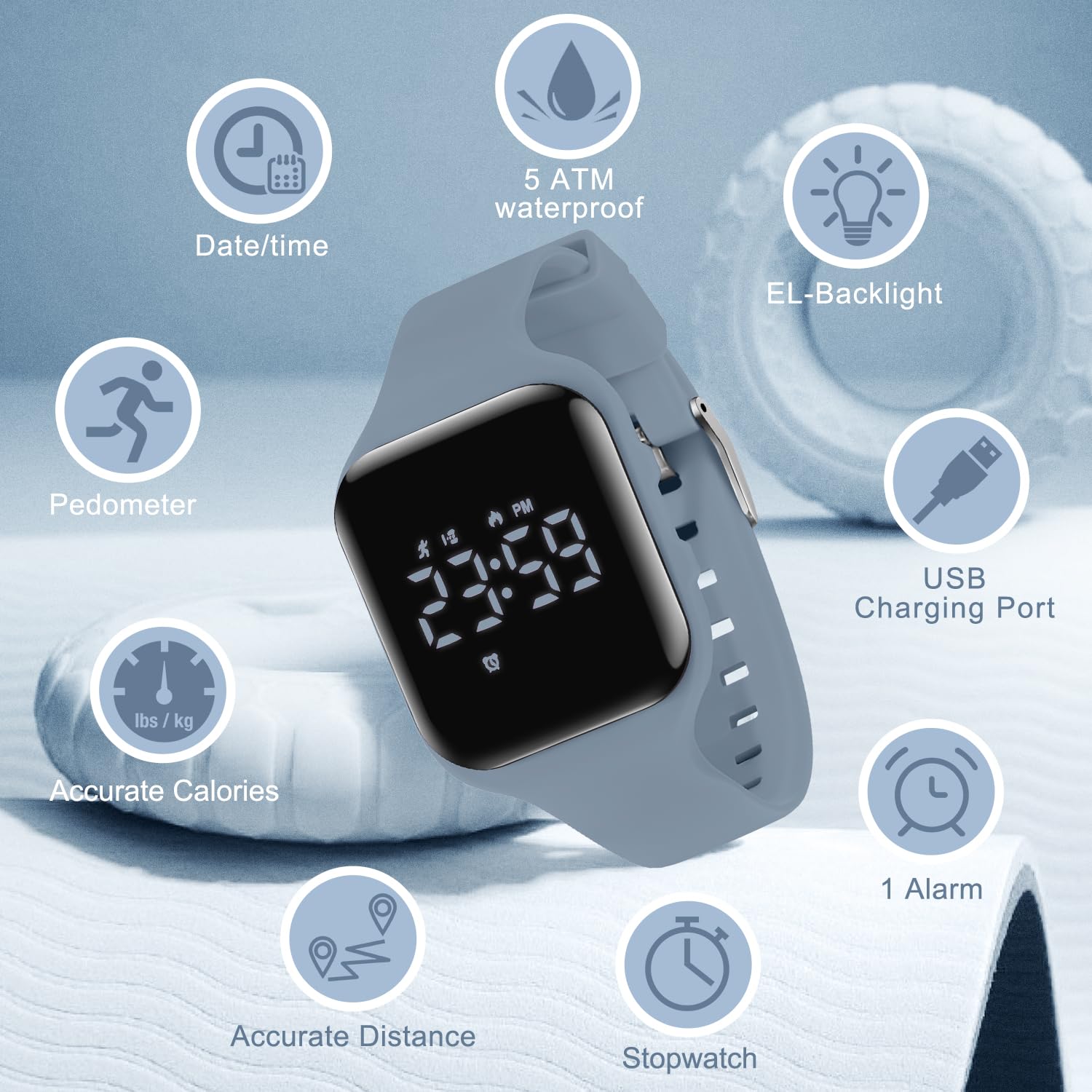 Kids Watch, No App Fitness Tracker Watch for Kids Teenager Digital Watch with Steps Counter/Distance/Calories/Alarm/Stopwatch Fitness Watch for Kids Girls Boys Gift for Teens