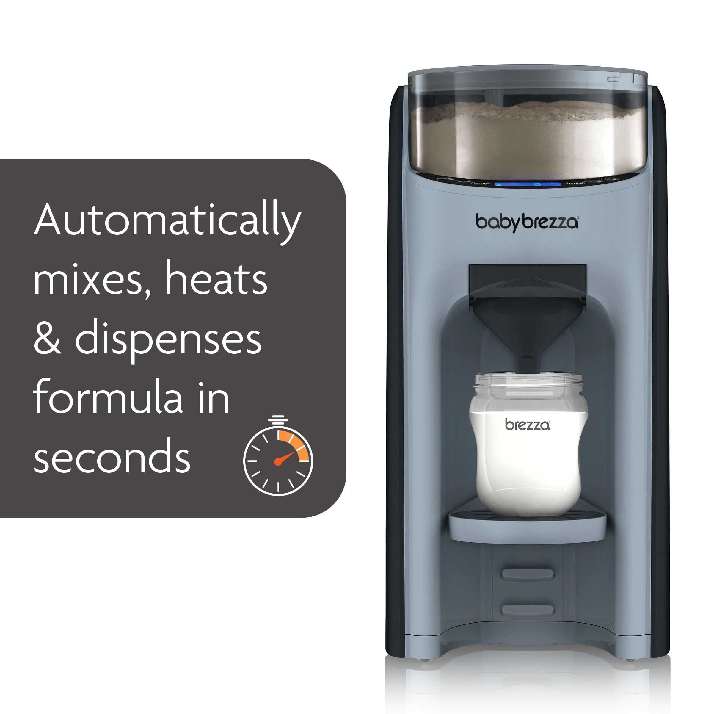 Baby Brezza New and Improved Formula Pro Advanced Formula Dispenser Machine - Automatically Mix a Warm Formula Bottle Instantly - Easily Make Bottle with Automatic Powder Blending, Charcoal