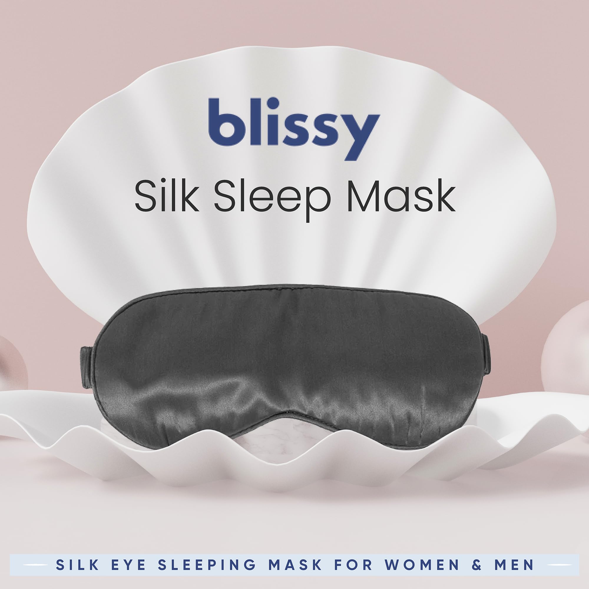 Blissy Silk Sleep Mask - Silk Eye Sleeping Mask for Women & Men for Total Blackout - Silk Eye Mask - 100% Pure Mulberry Silk, 22 Momme 6a Fibers - Blindfold Silk Sleep Mask Side Sleeper Eye Cover